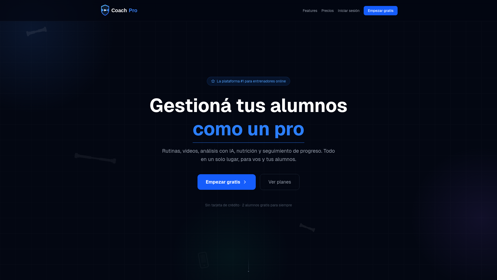 website screenshot of https://coachpro.training/