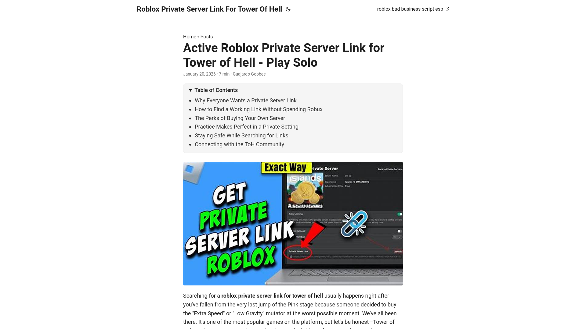 website screenshot of https://robloxprivateserverlinkfortowerofhell.pages.dev/