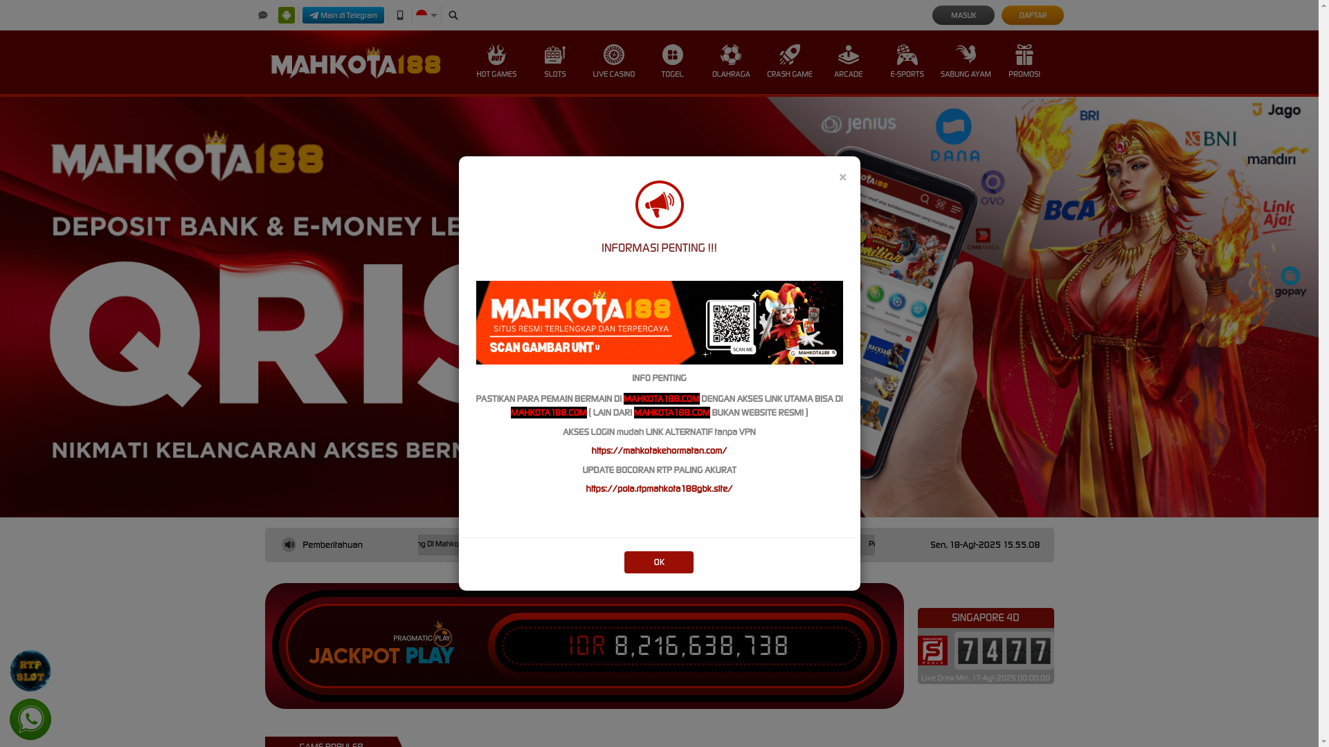 website screenshot of https://mahkotamerdeka.com/