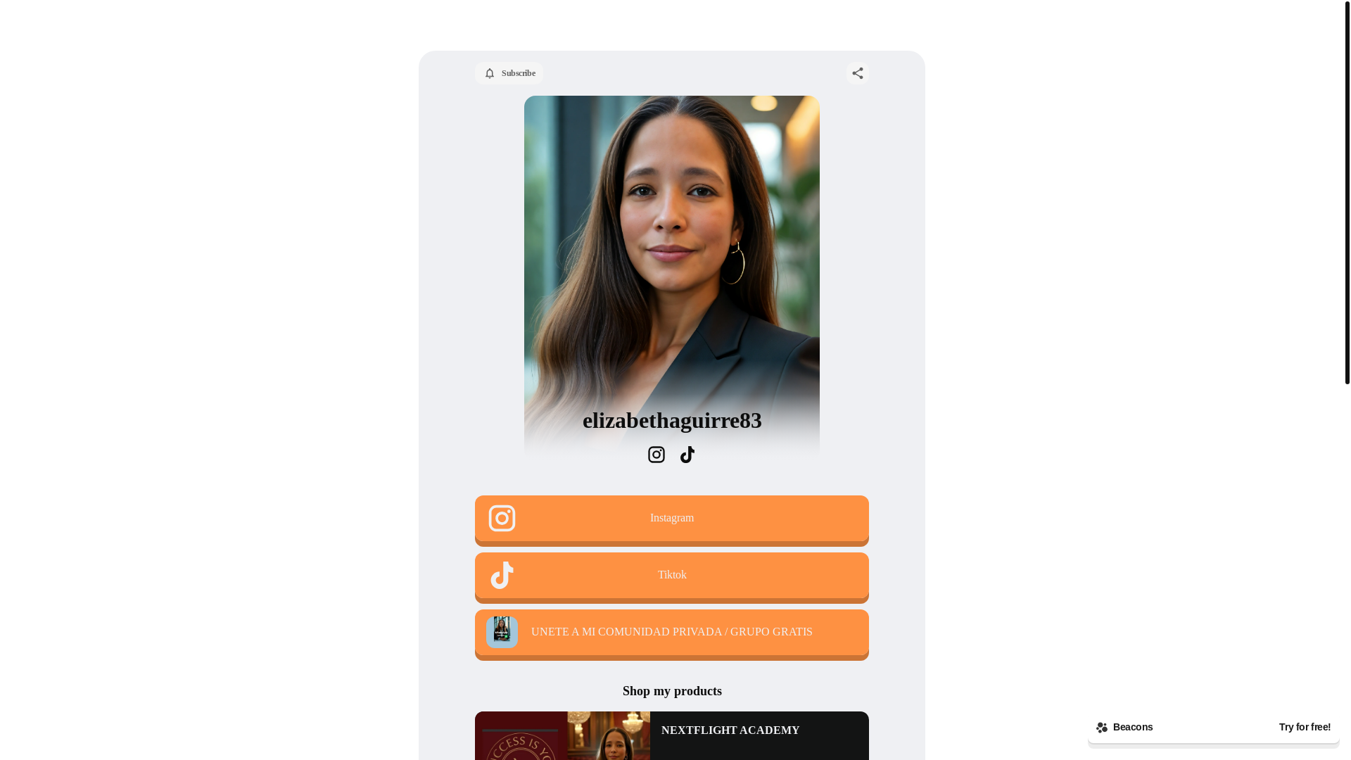 website screenshot of https://elizabethaguirre83.com/