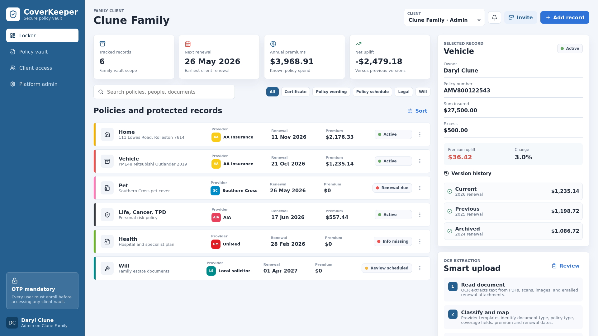 website screenshot of https://coverkeeper.nz/