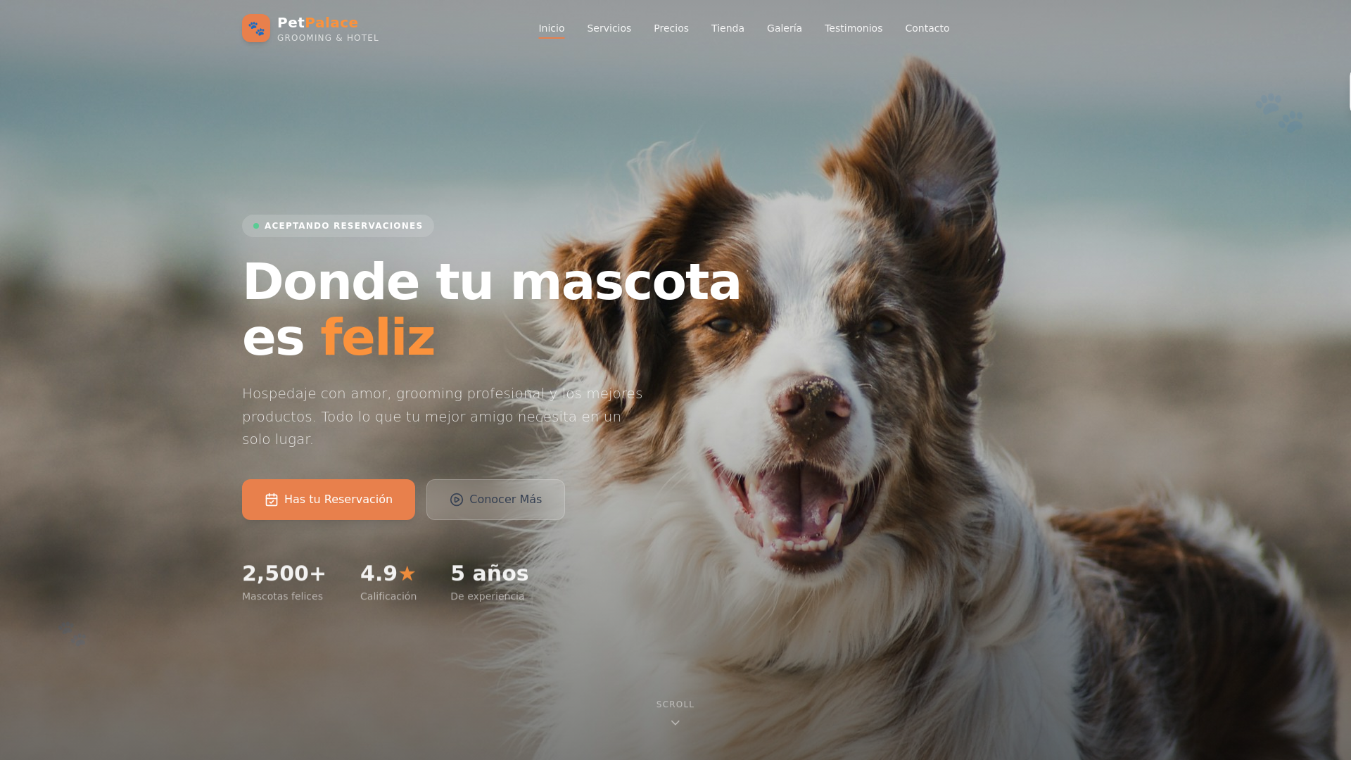 website screenshot of https://petpalacepr.com/