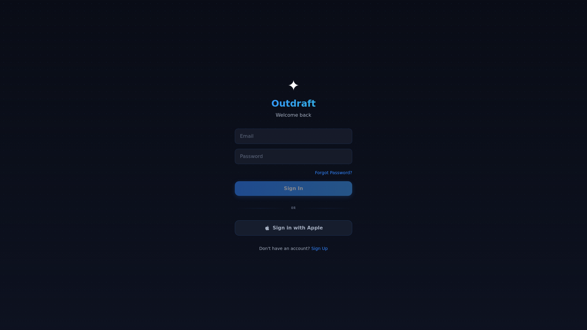 website screenshot of https://outdraft.ai/