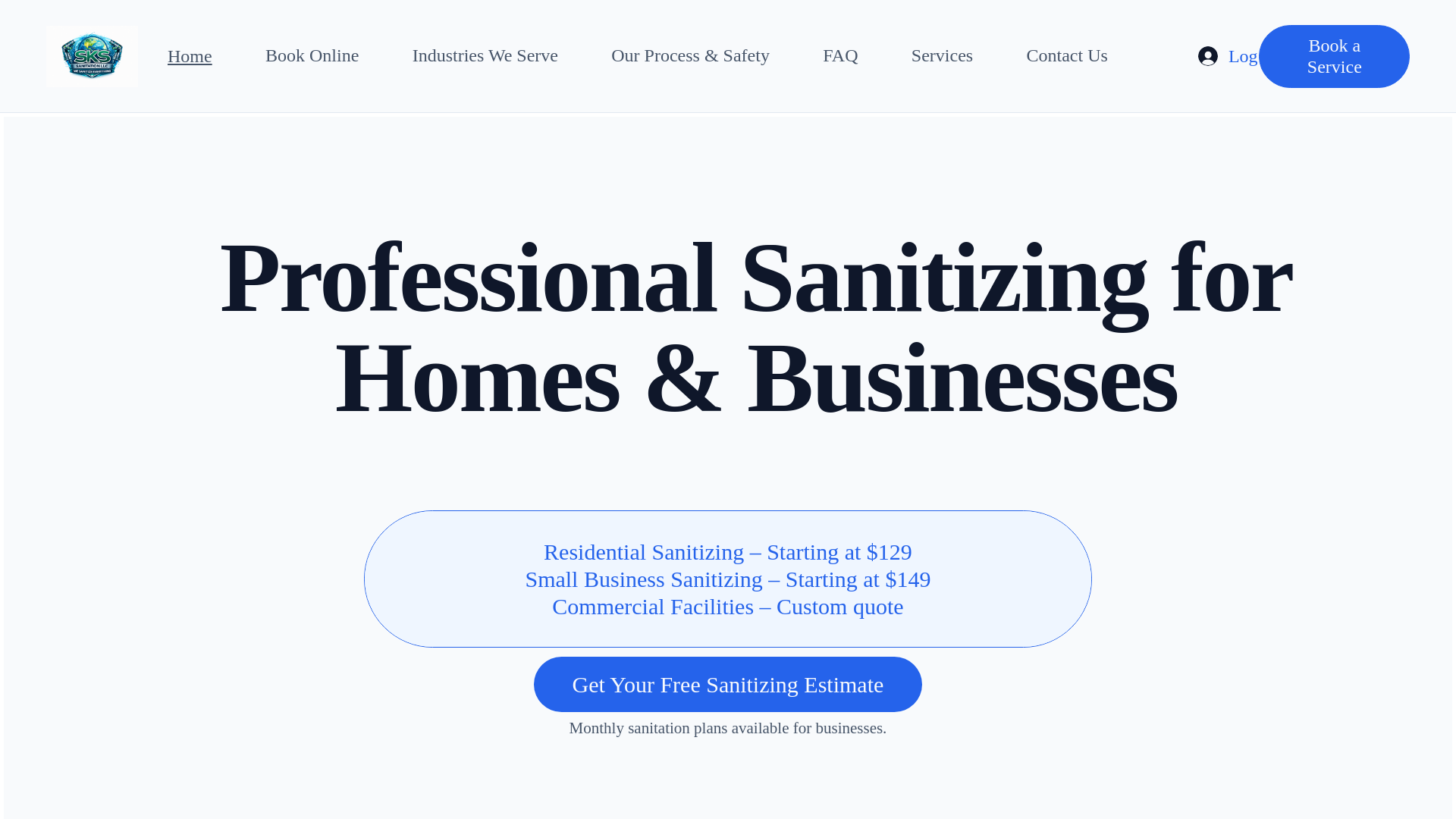 website screenshot of https://sksanitation.com/