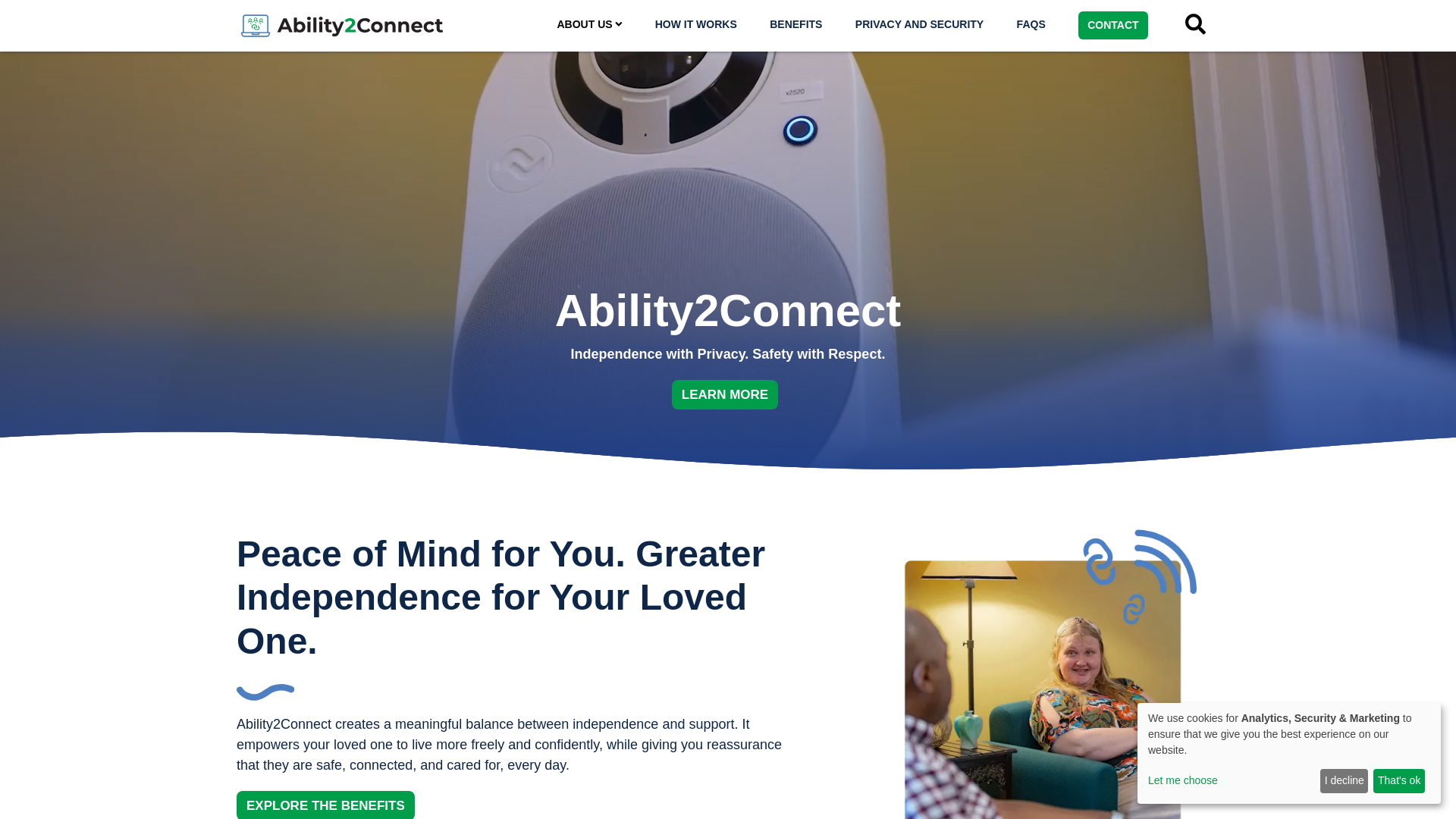 website screenshot of https://ability2connect.org
