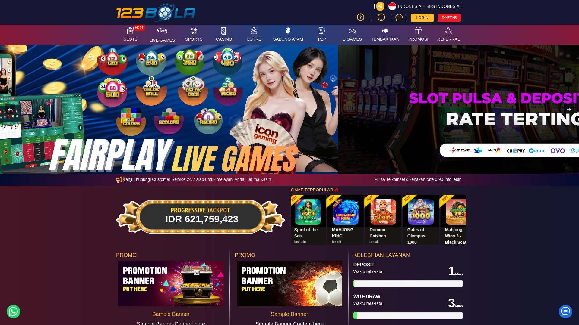 website screenshot of https://123bolamania.com/