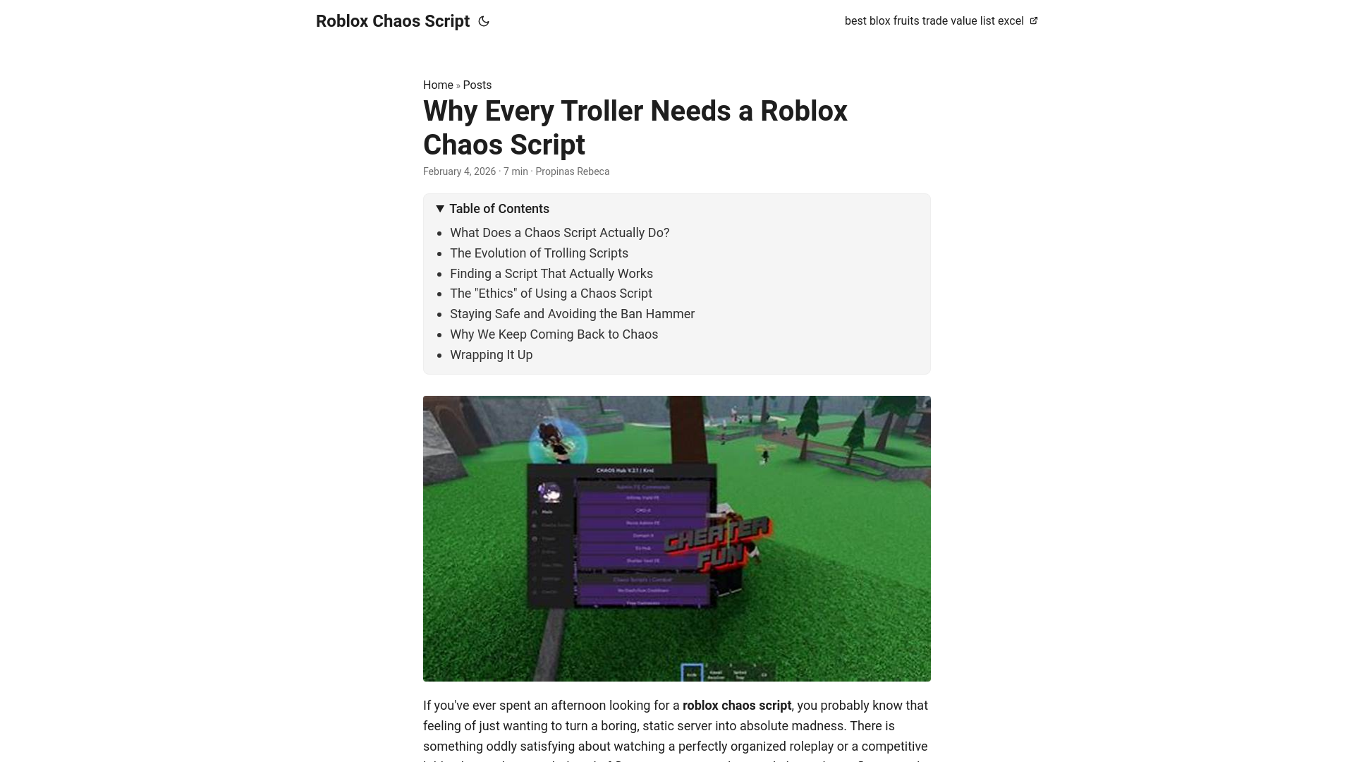 website screenshot of https://roblox-chaos-script.pages.dev/