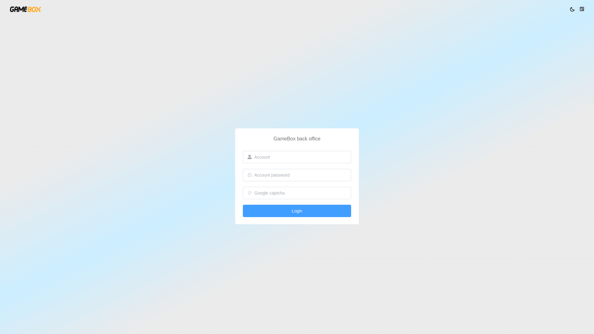 website screenshot of https://gamebox-tenantadmin.pages.dev/