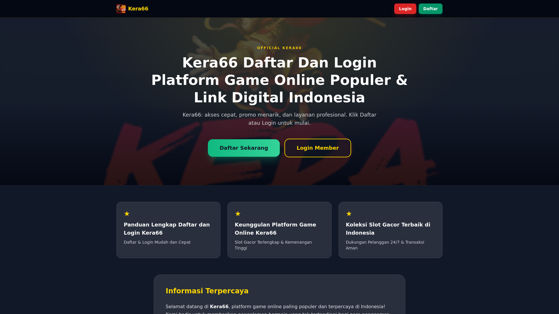 website screenshot of https://kera66-daftar-login.pages.dev/