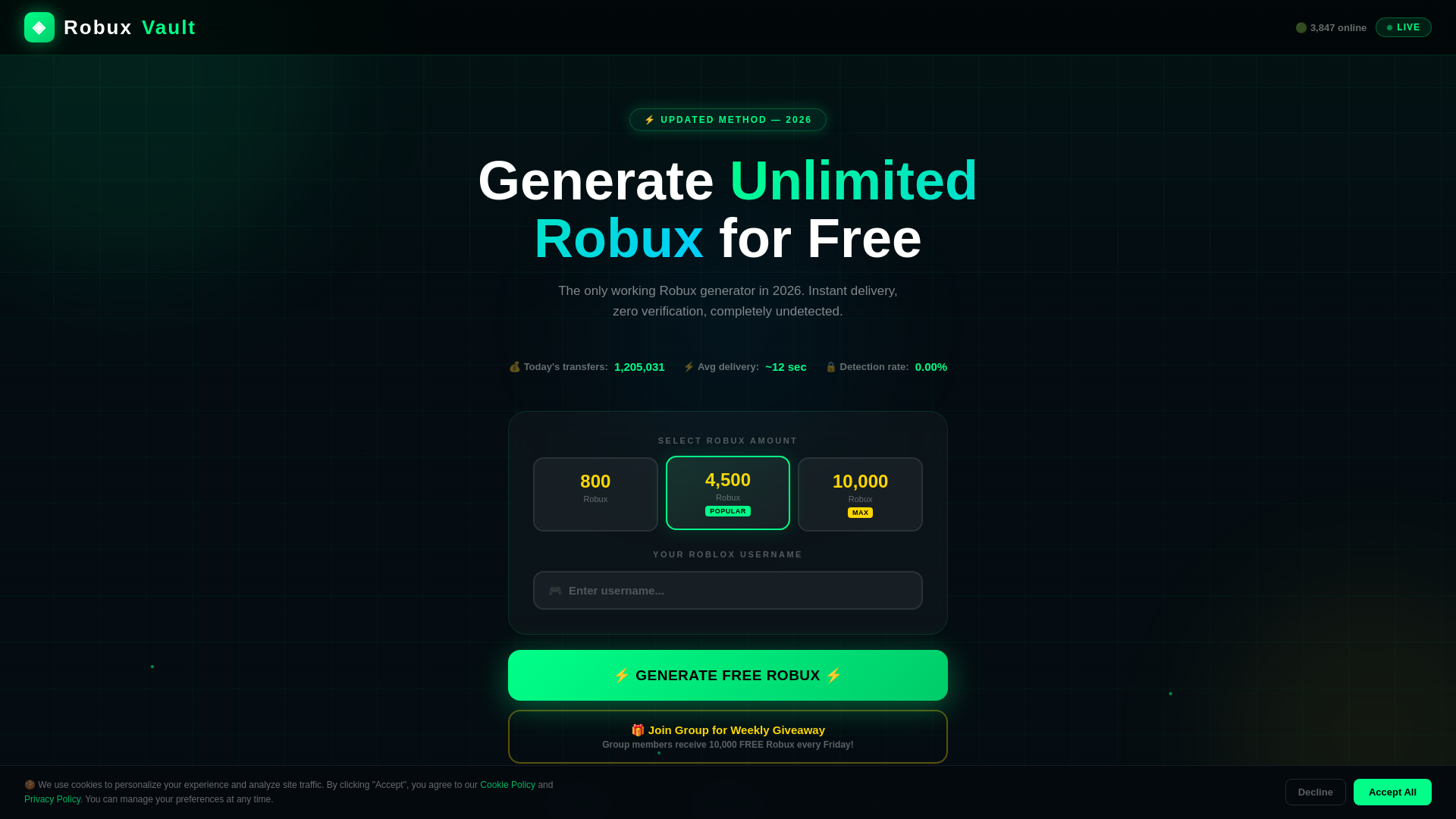 website screenshot of https://robuxvault.pages.dev/