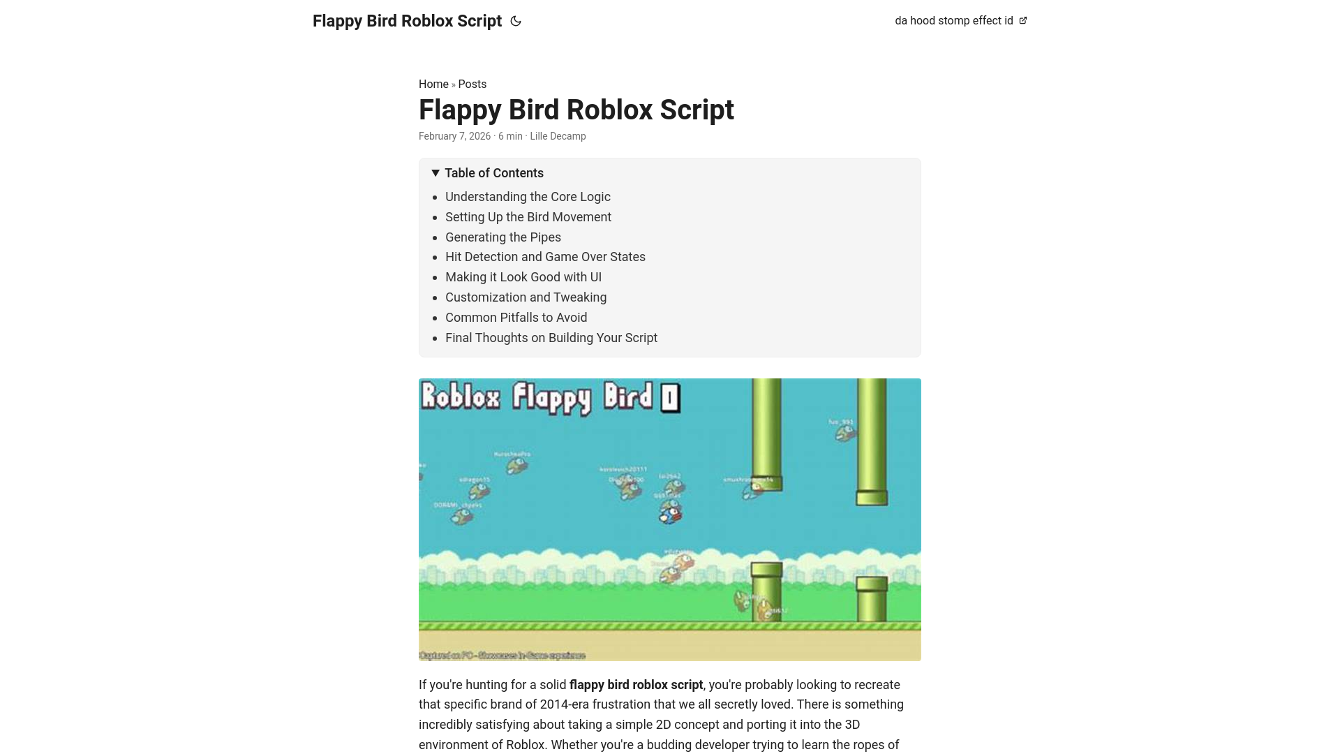 website screenshot of https://flappybirdrobloxscript.pages.dev/