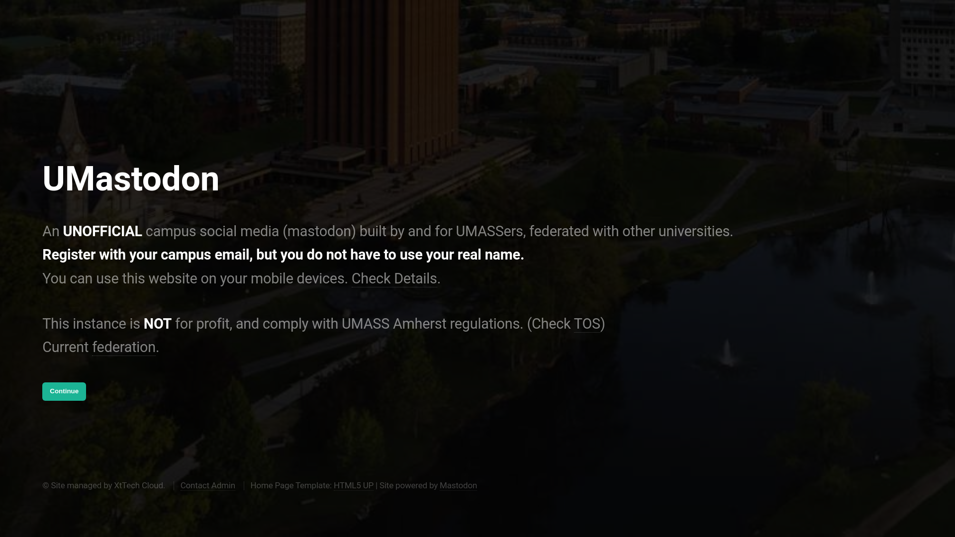 website screenshot of https://umas.social