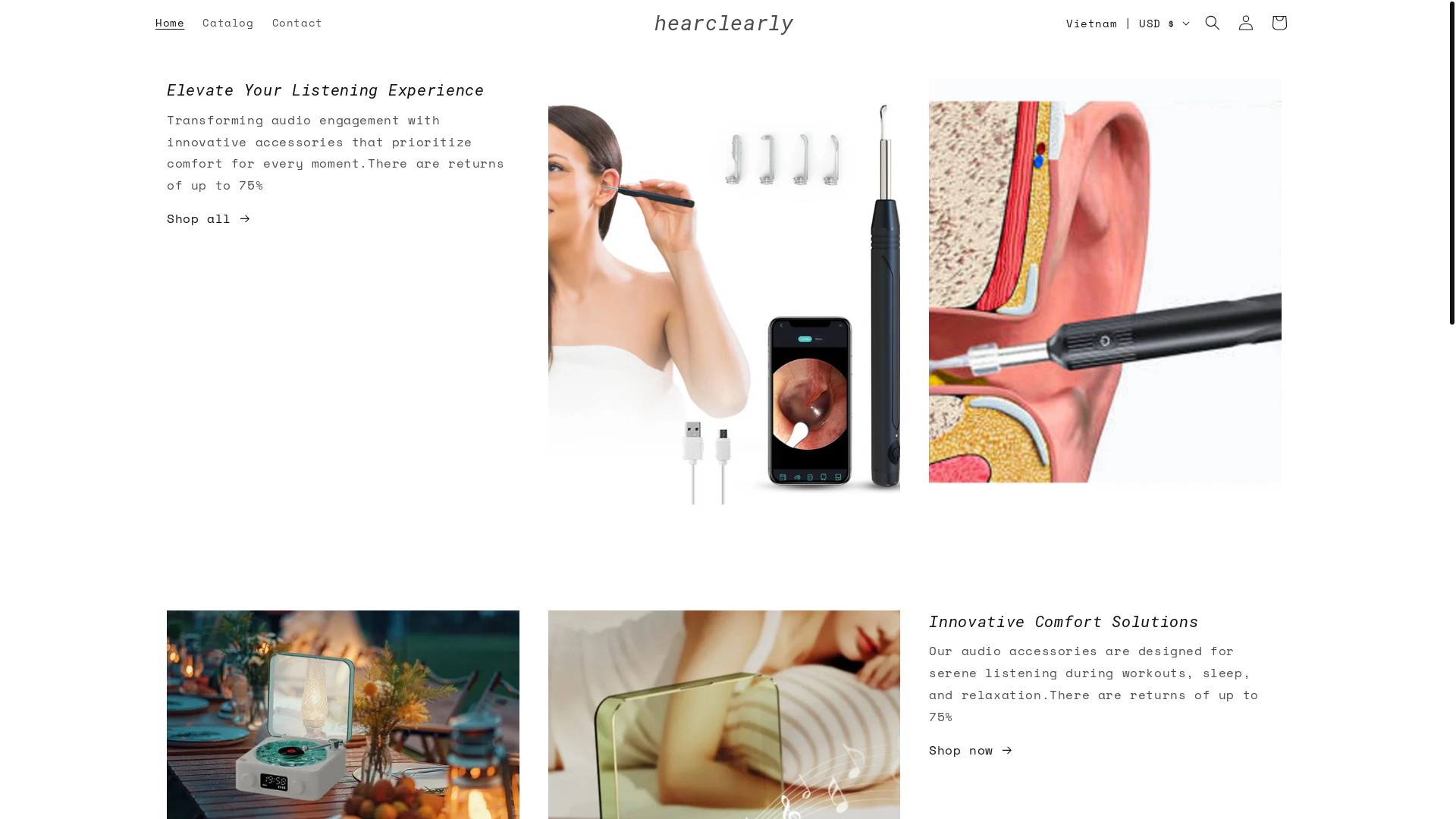website screenshot of https://hearclearly.shop/