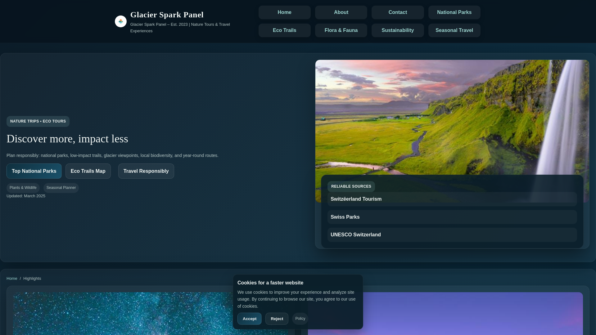 website screenshot of https://glaciersparkpanel.digital/