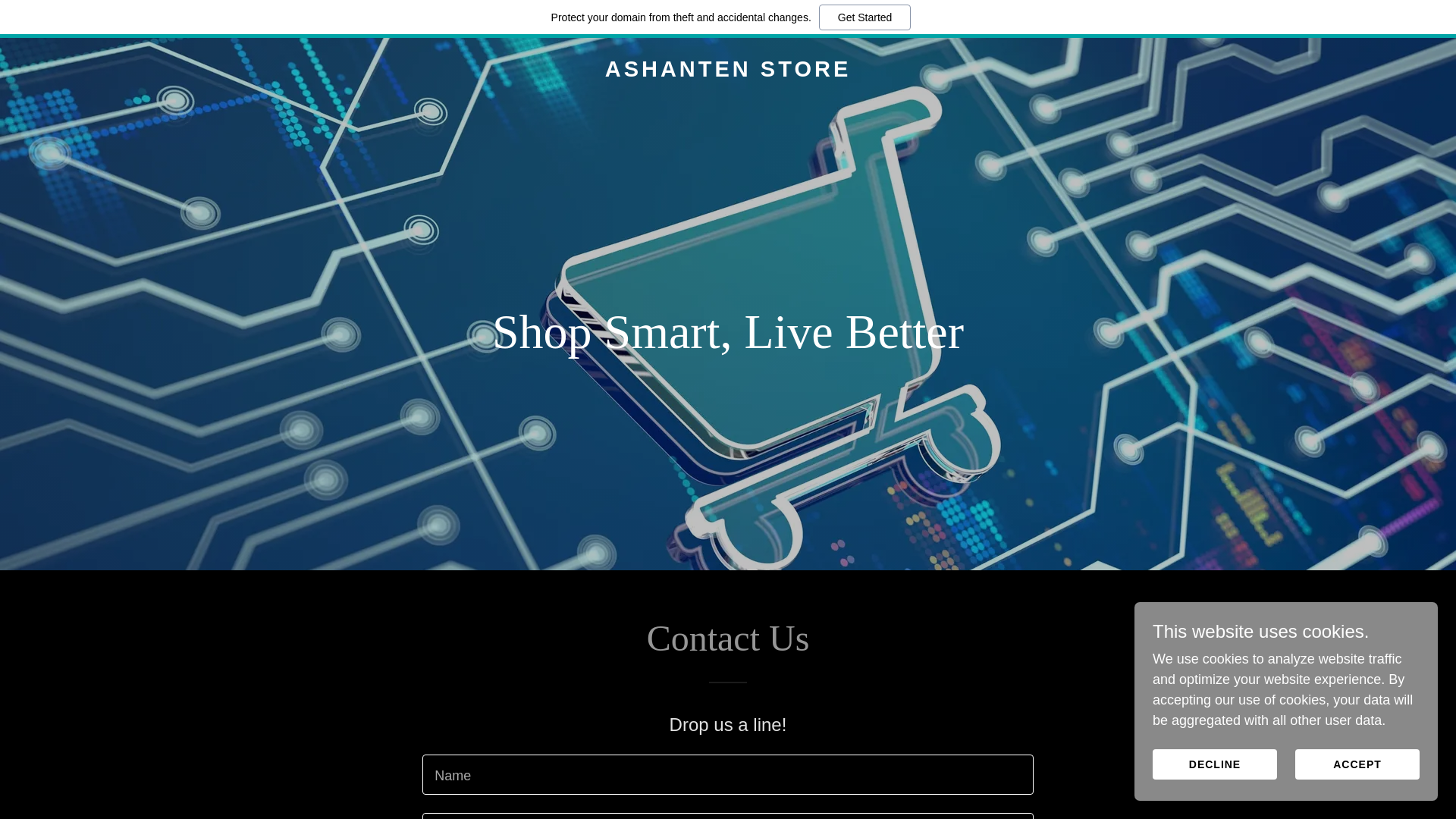 website screenshot of https://ashanten.store/