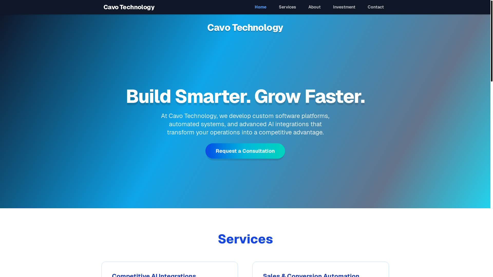 website screenshot of https://cravotechnology.com/