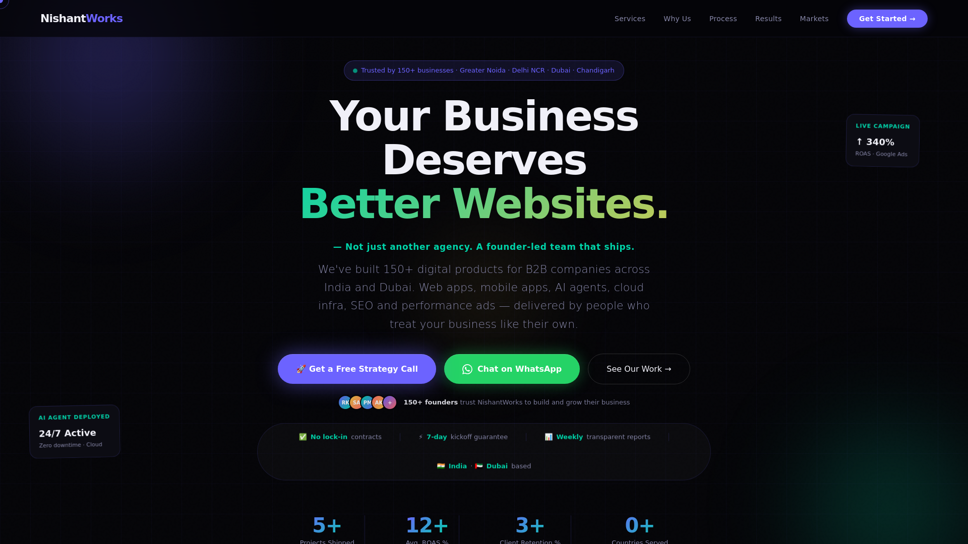 website screenshot of https://nishantworks.com/