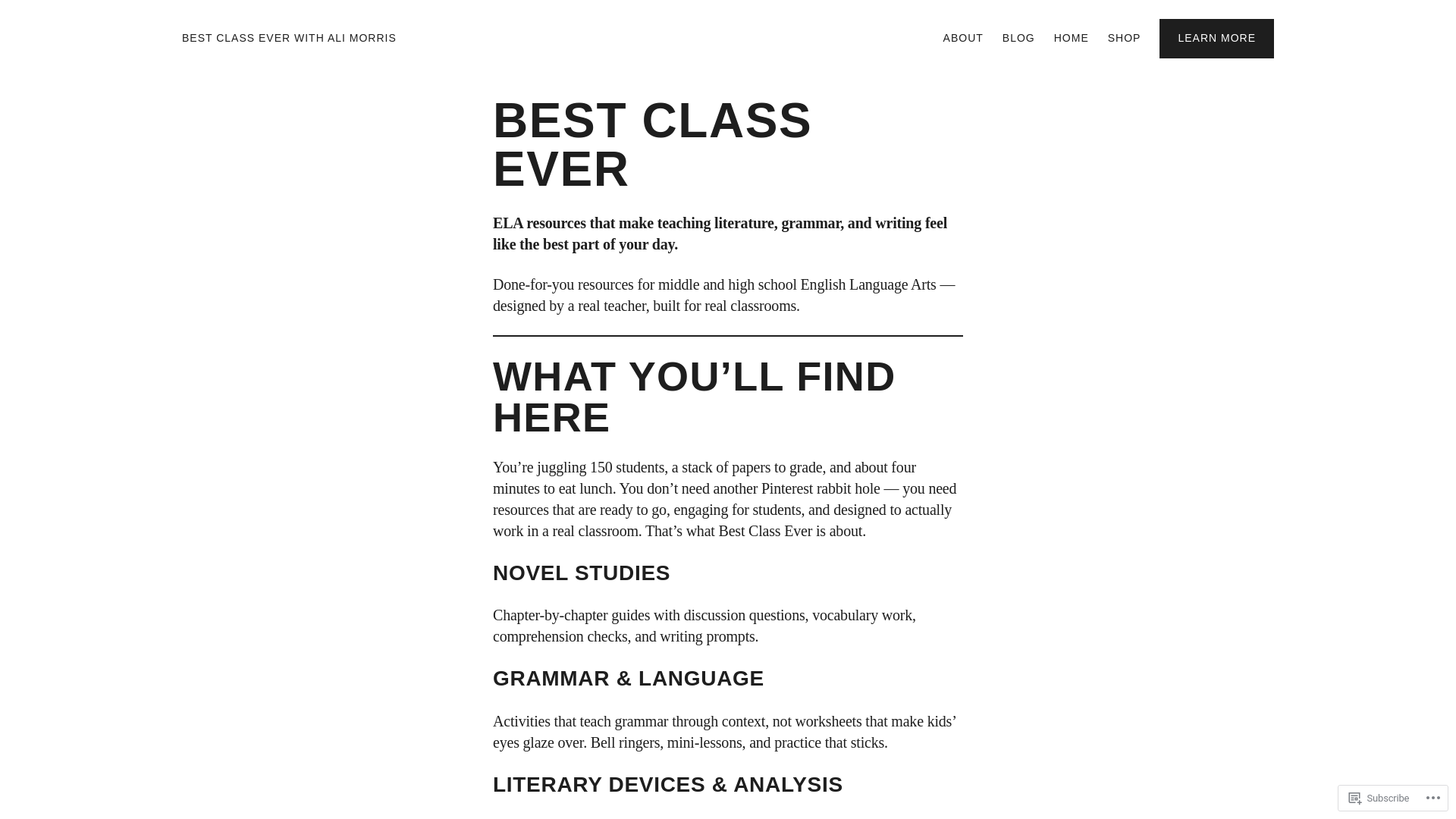 website screenshot of https://bestclassever.blog/