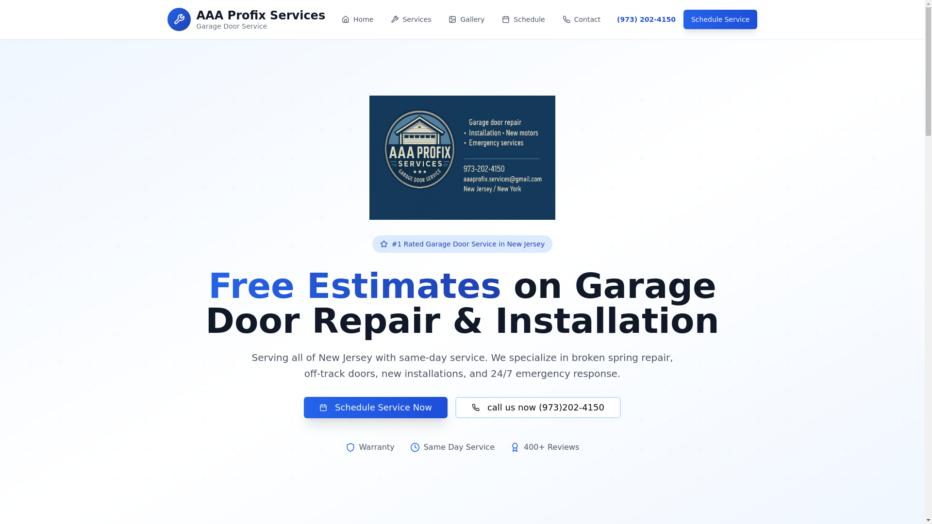 website screenshot of https://garage-door-repair-profix.com/