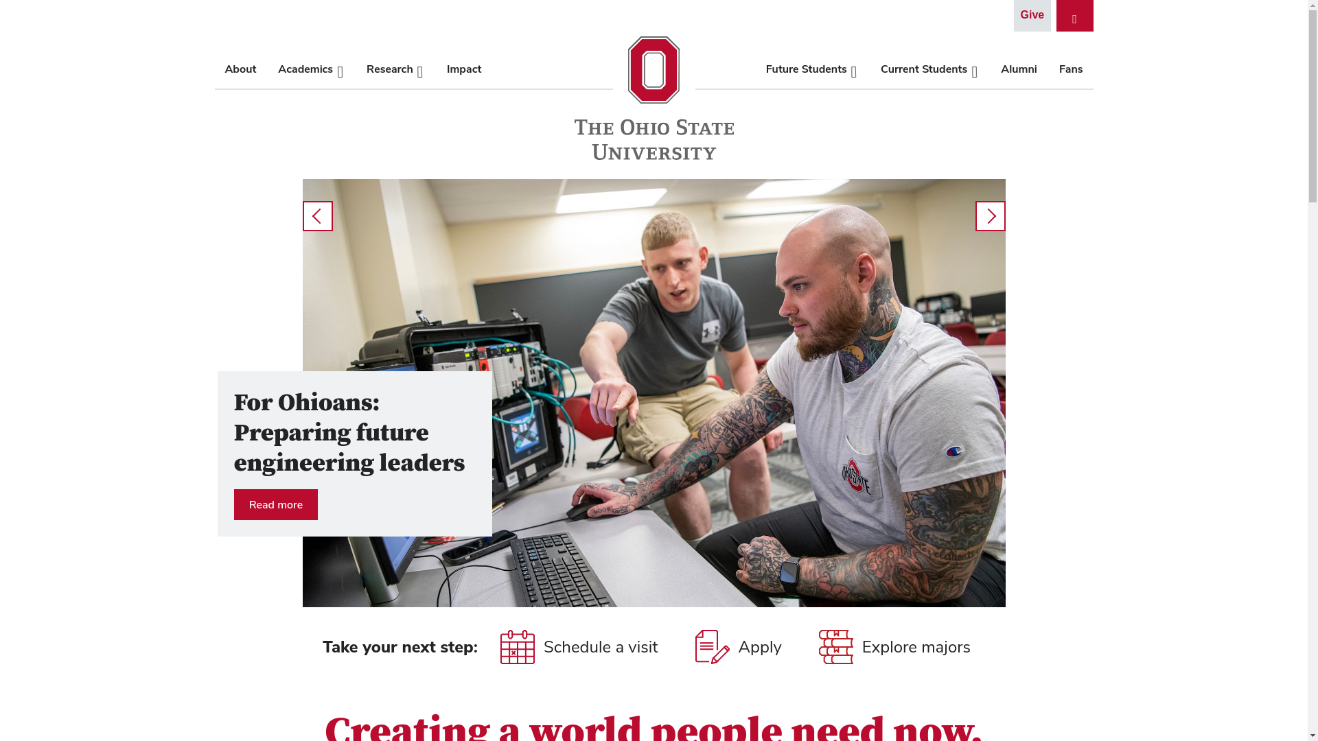 website screenshot of https://osu.edu/