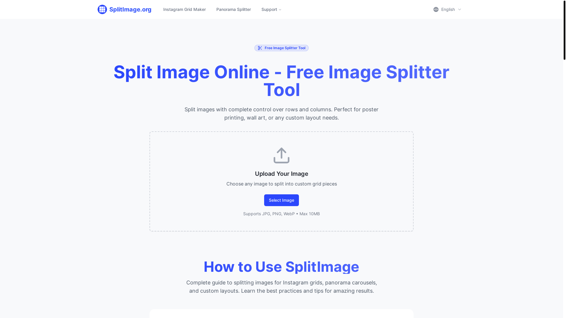 website screenshot of https://splitimage.org/