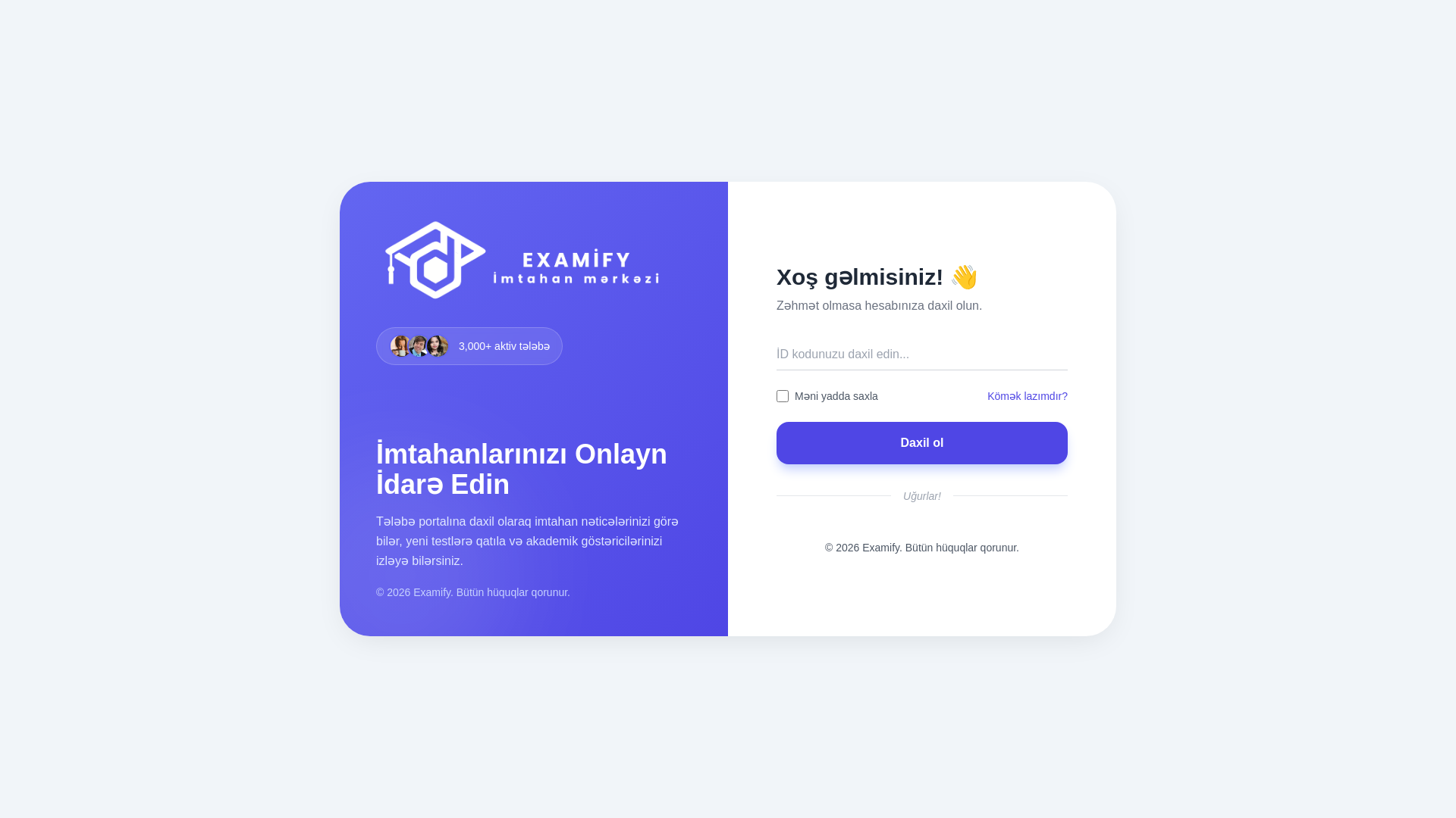 website screenshot of https://examify.one/