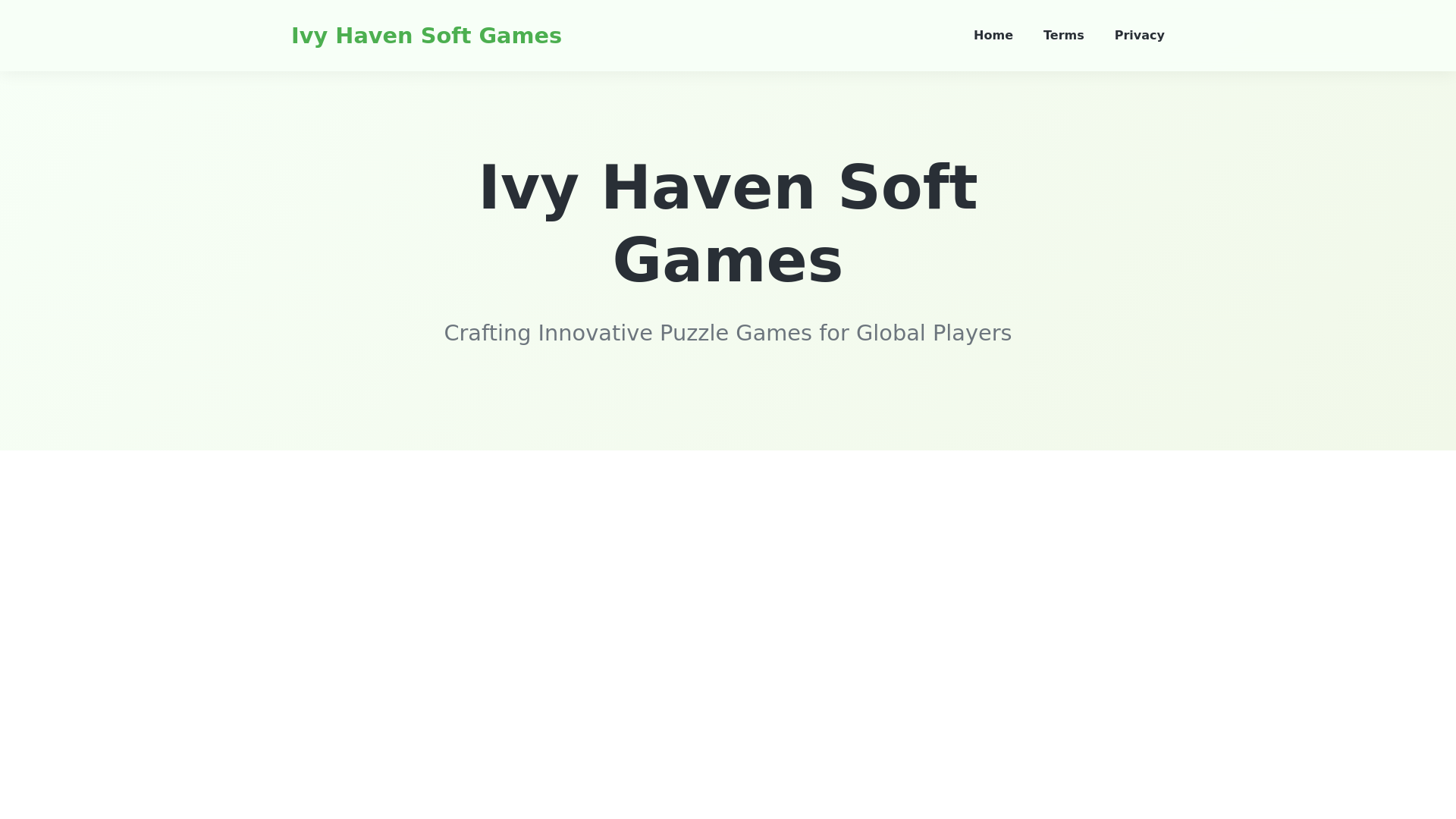 website screenshot of https://ivyhavensoftgames.com