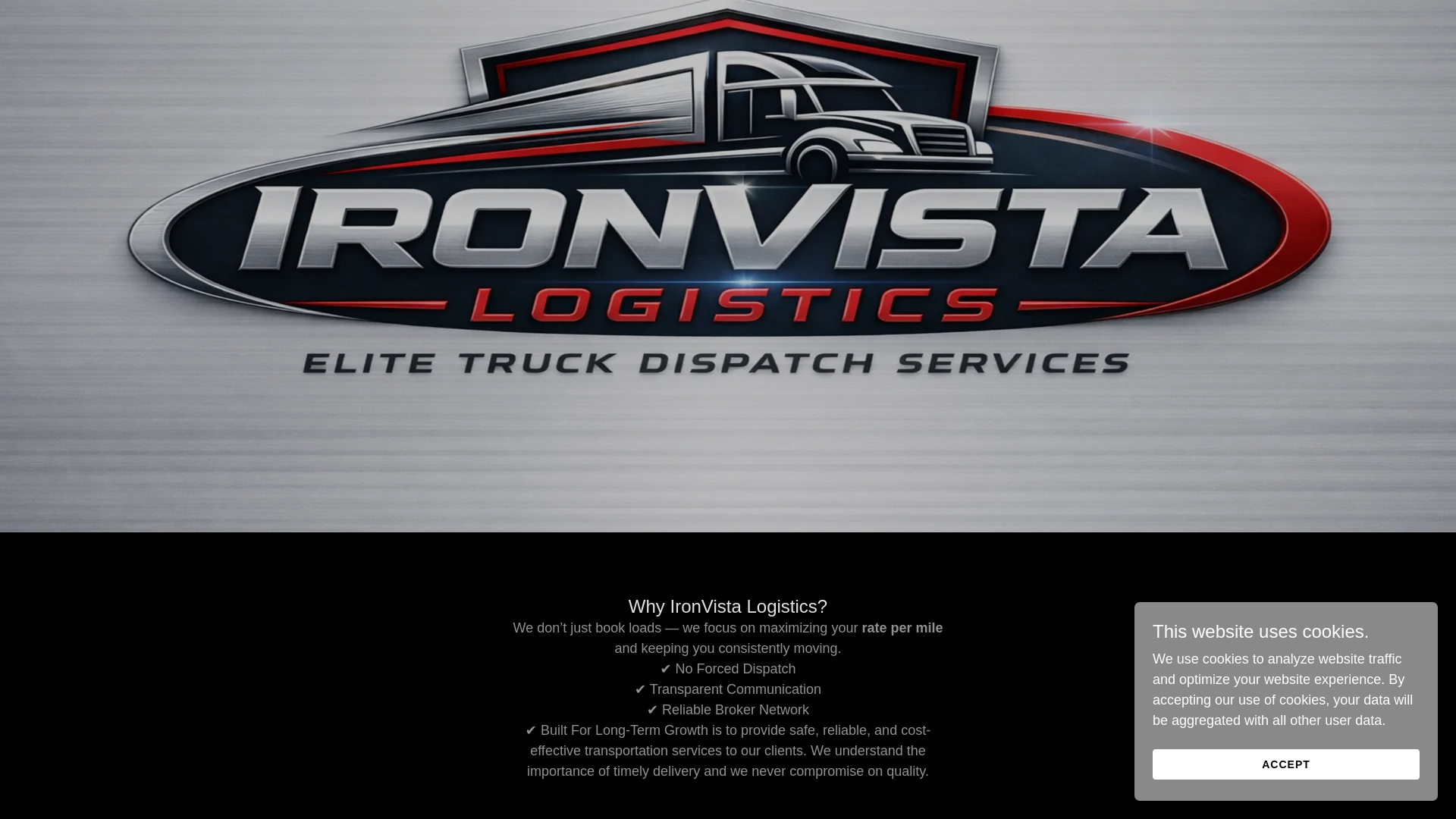 website screenshot of https://ironvistalogistics.com/