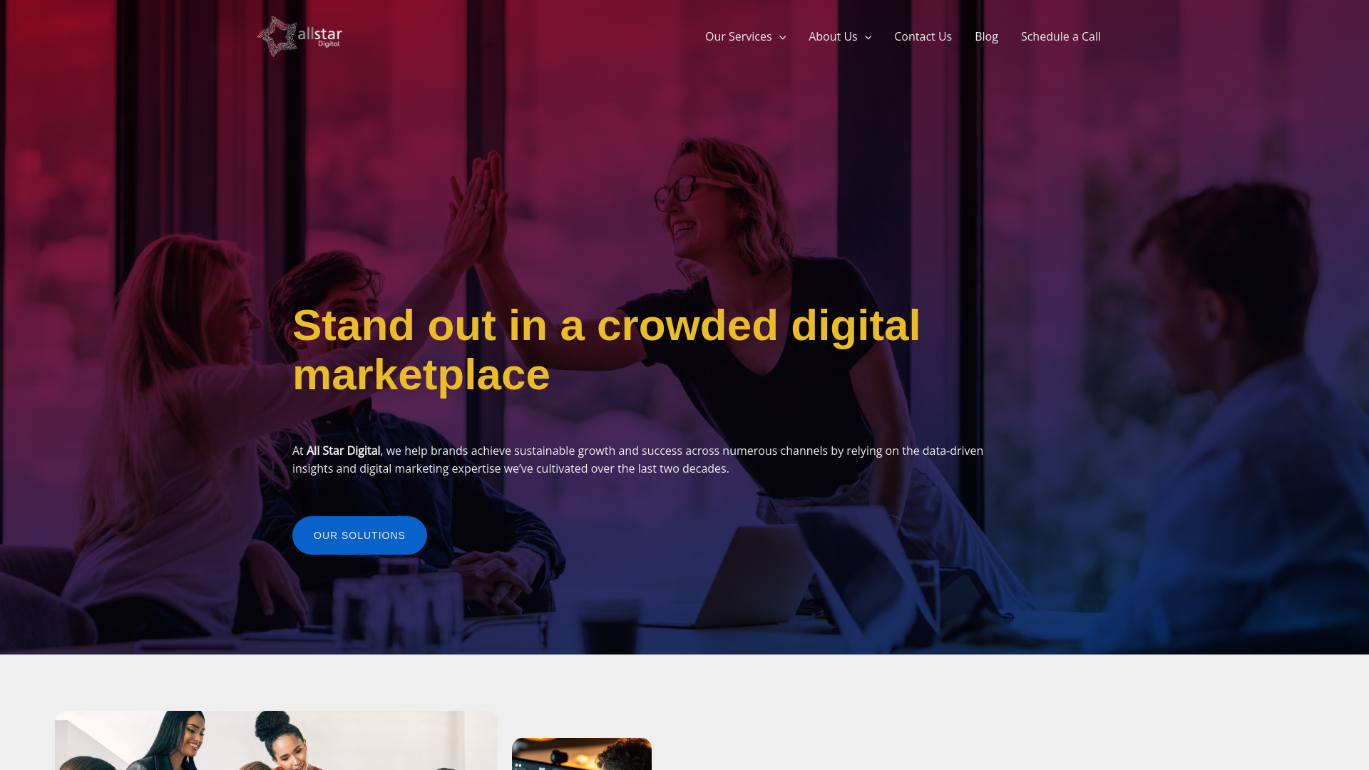 website screenshot of https://plusallstardigital.com