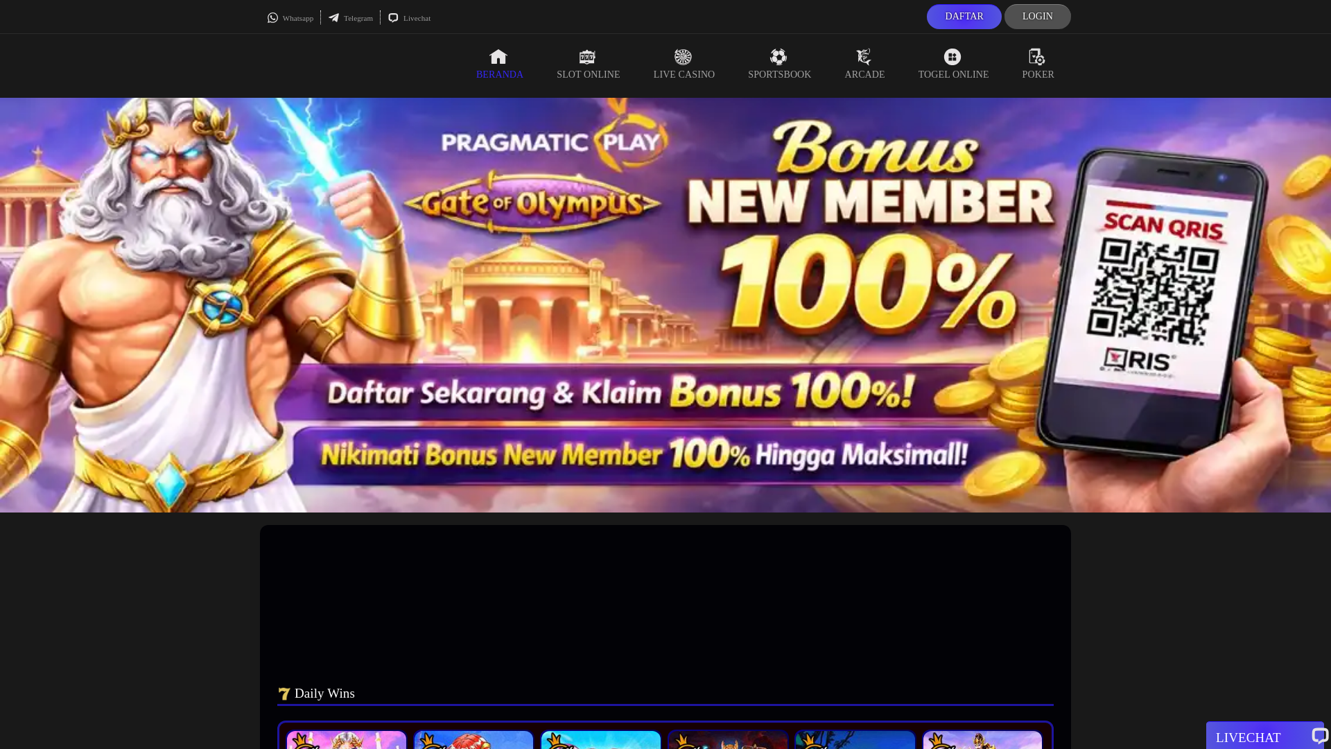 website screenshot of https://mentri777daftar.com/