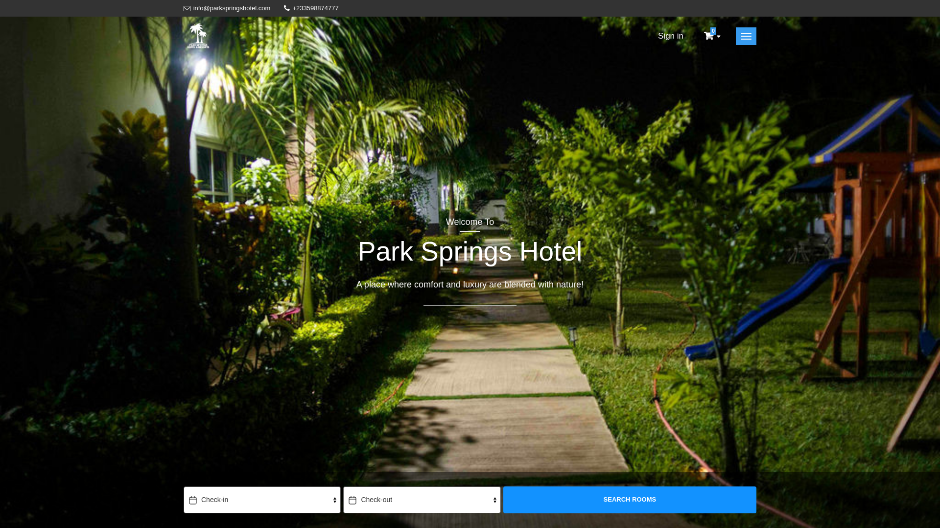 website screenshot of https://parkspringshotel.com