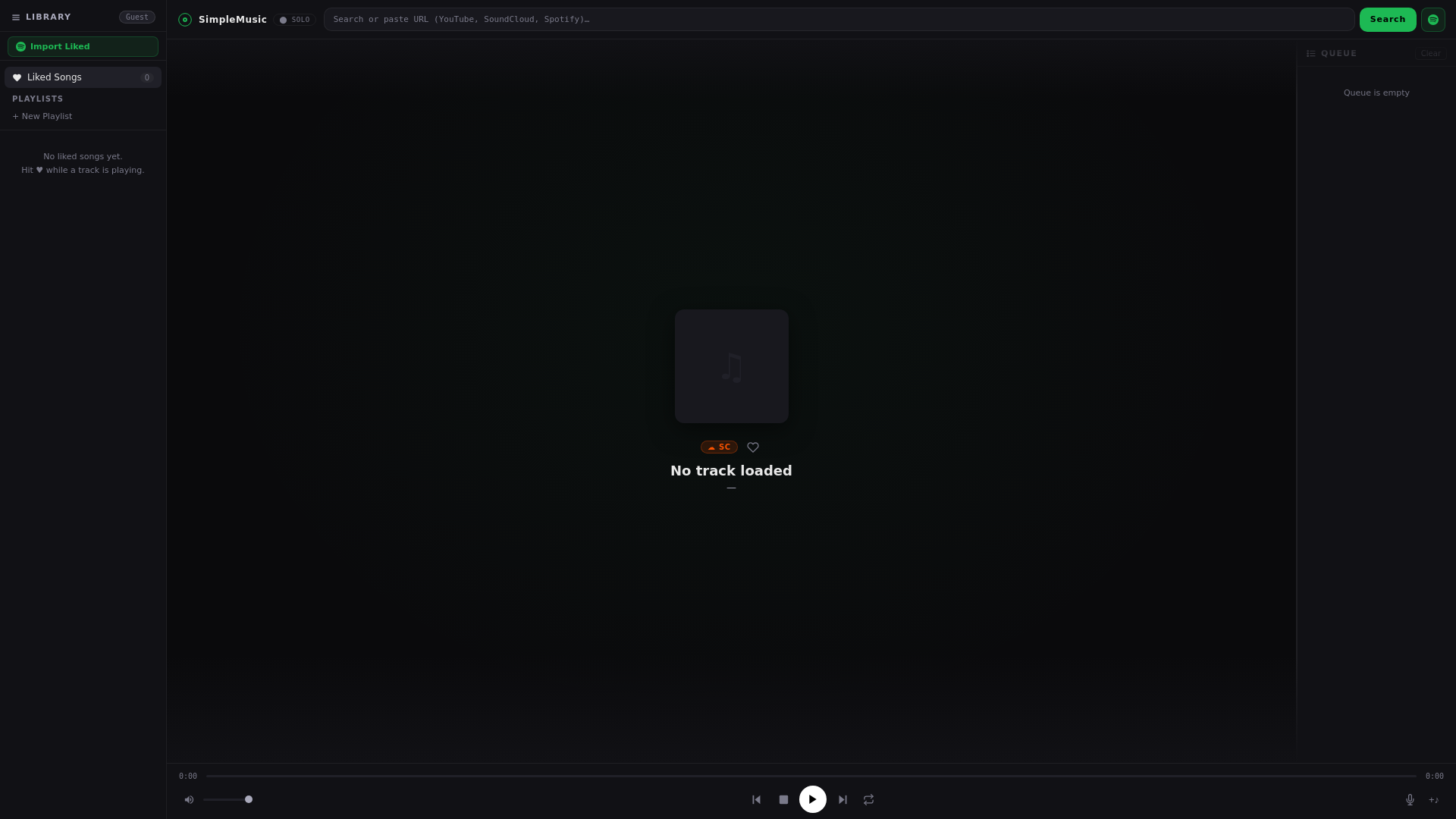 website screenshot of https://simplemusic.gleeze.com/