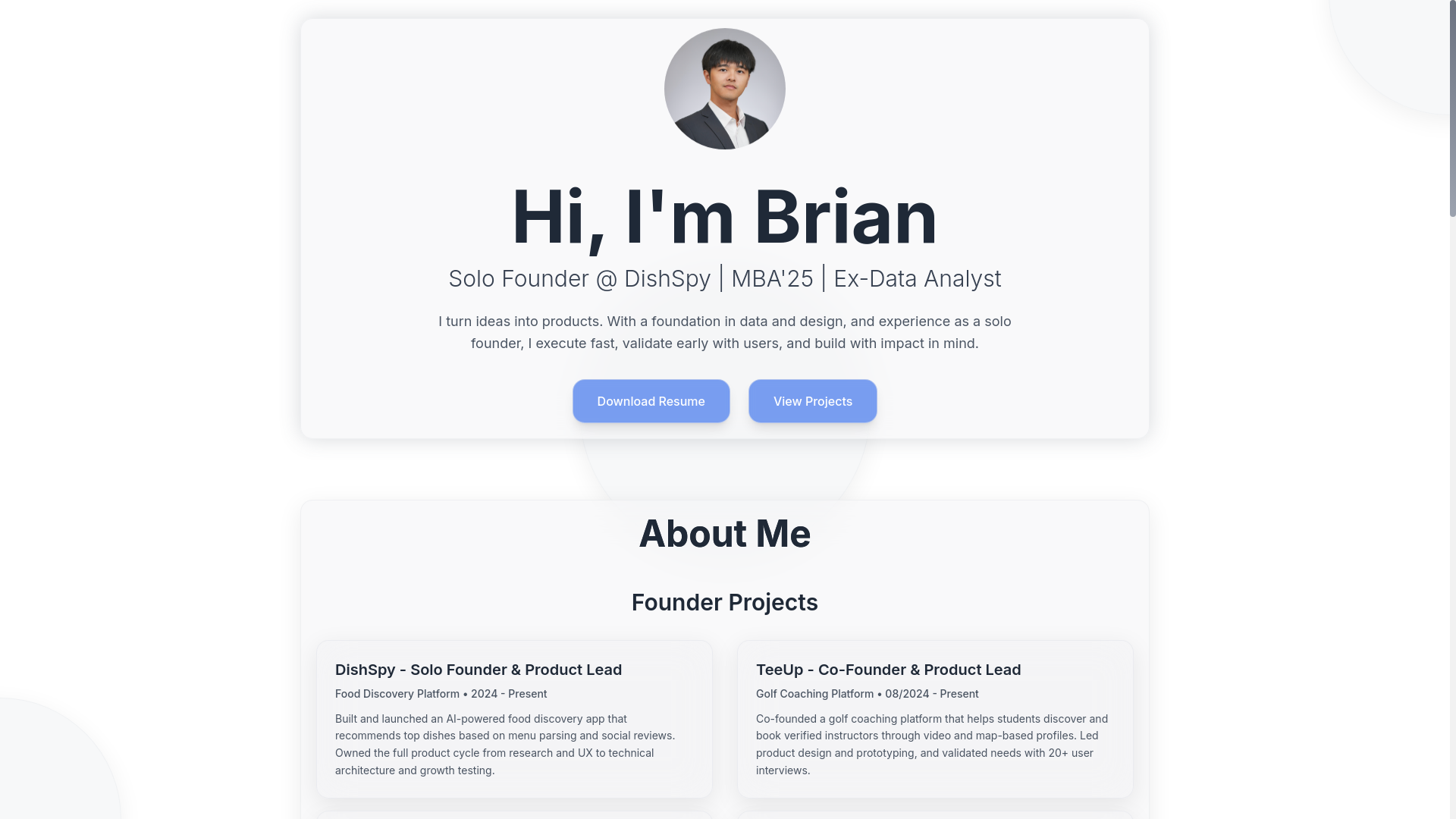 website screenshot of https://bcychen.xyz/
