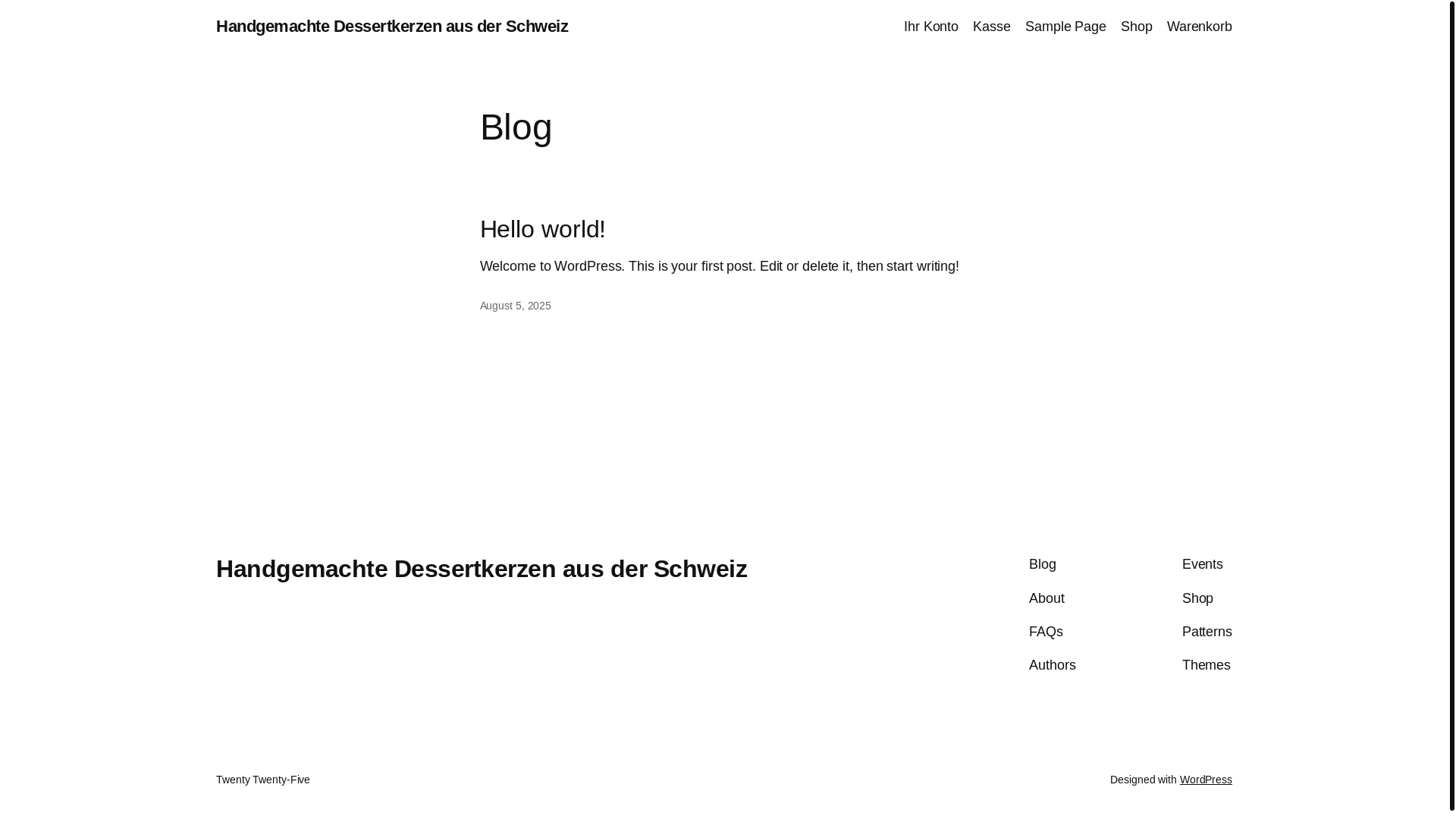 website screenshot of https://dessertkerzen.ch/