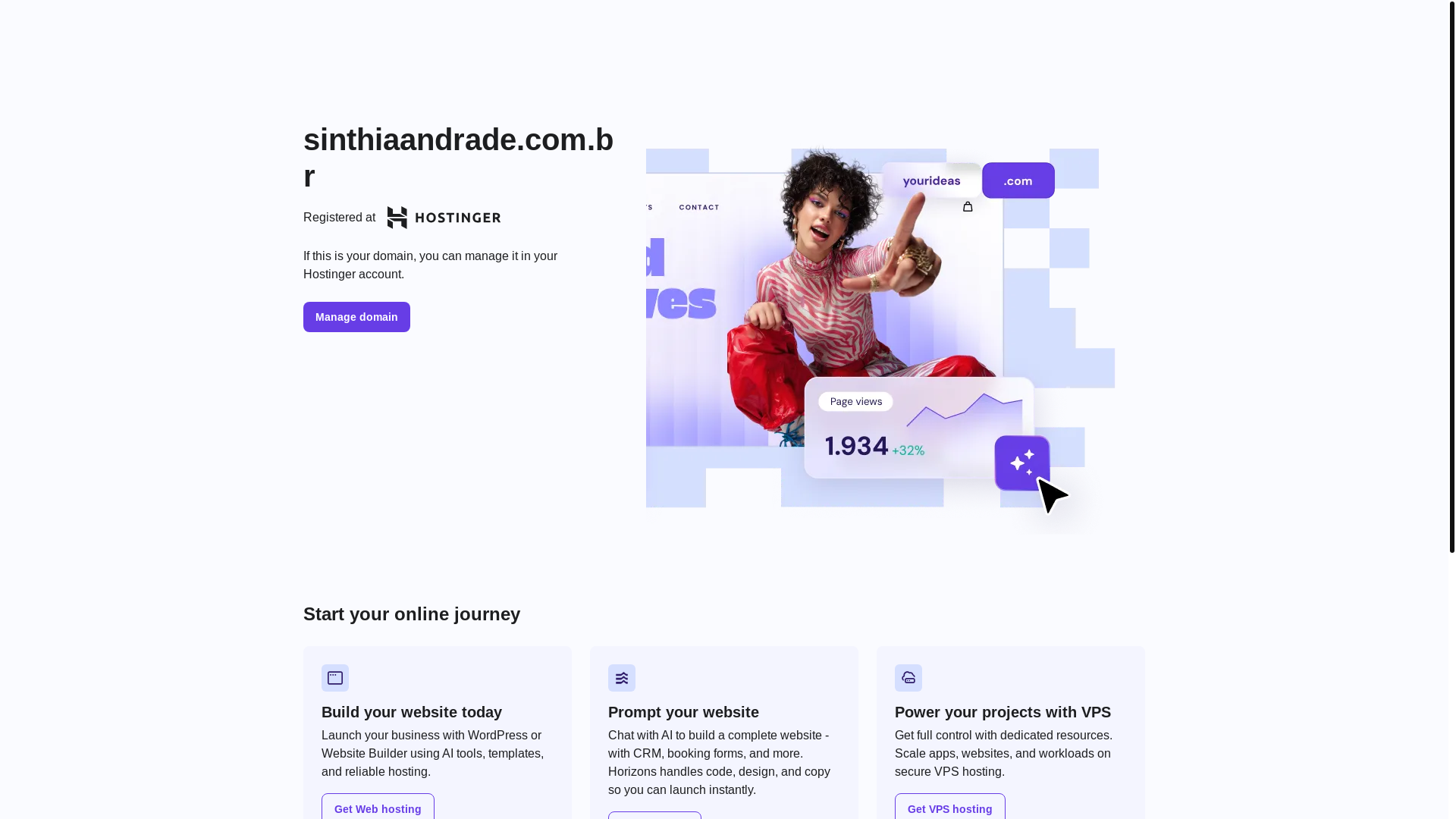 website screenshot of https://sinthiaandrade.com.br/