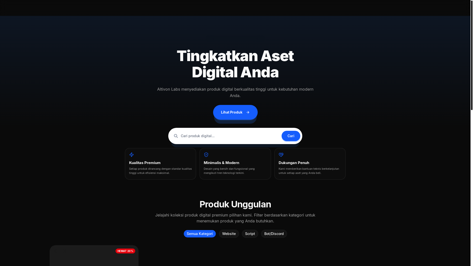 website screenshot of https://altivon.my.id/