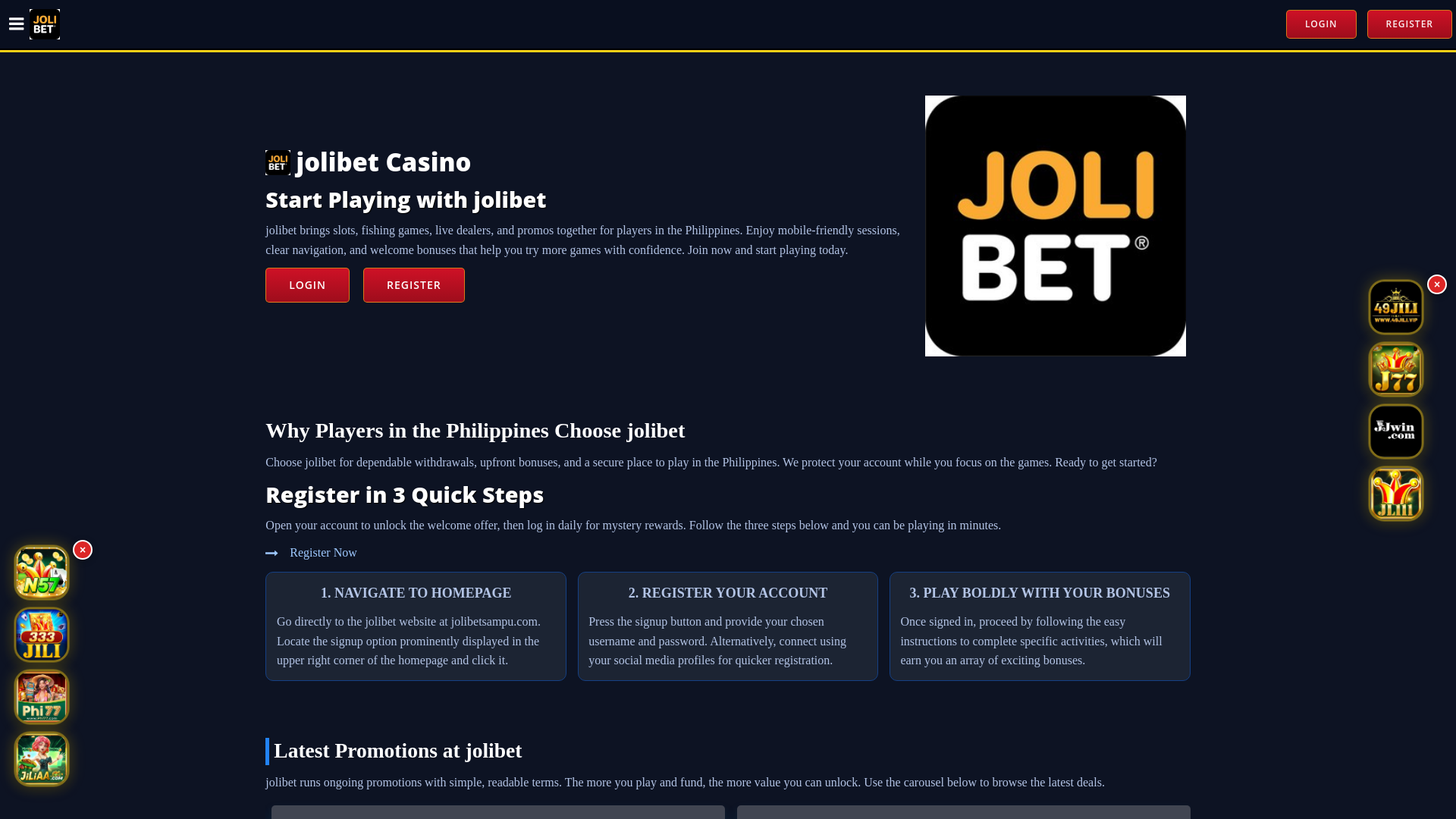 website screenshot of https://jolibetsampu.com/