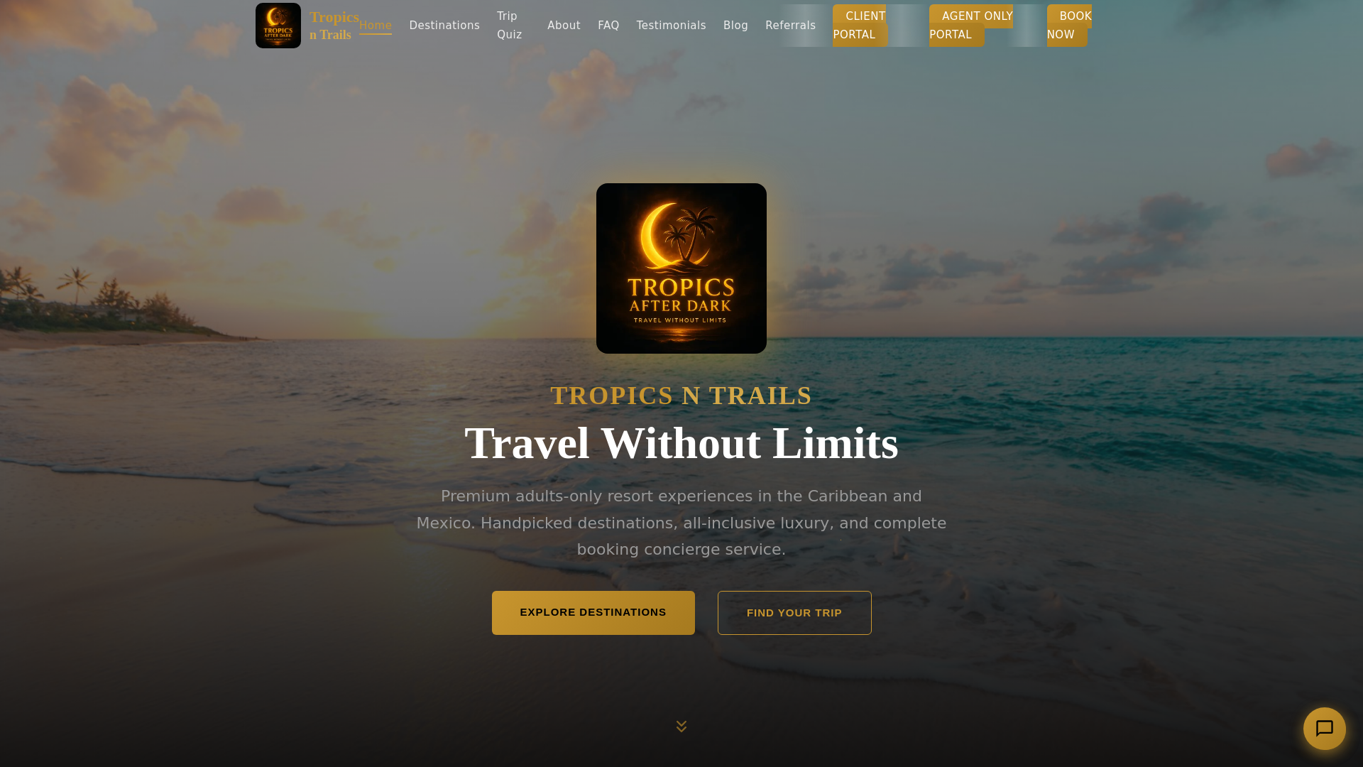 website screenshot of https://tropicsafterdark.com/