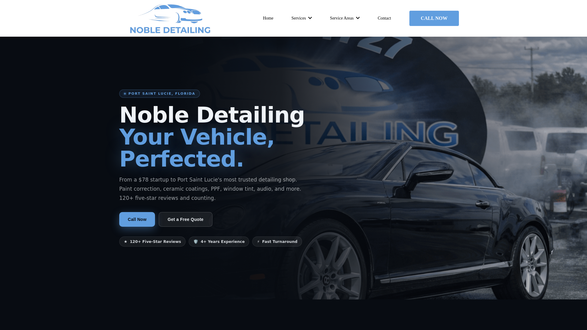 website screenshot of https://nobledetailingfl.com/