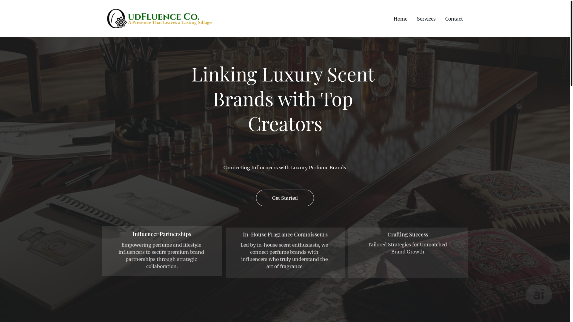 website screenshot of https://oudfluenceco.com/