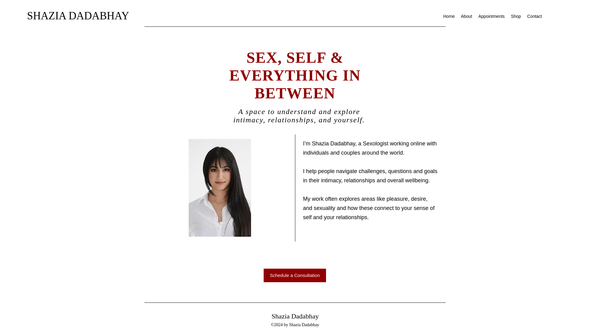 website screenshot of https://shaziadadabhay.com