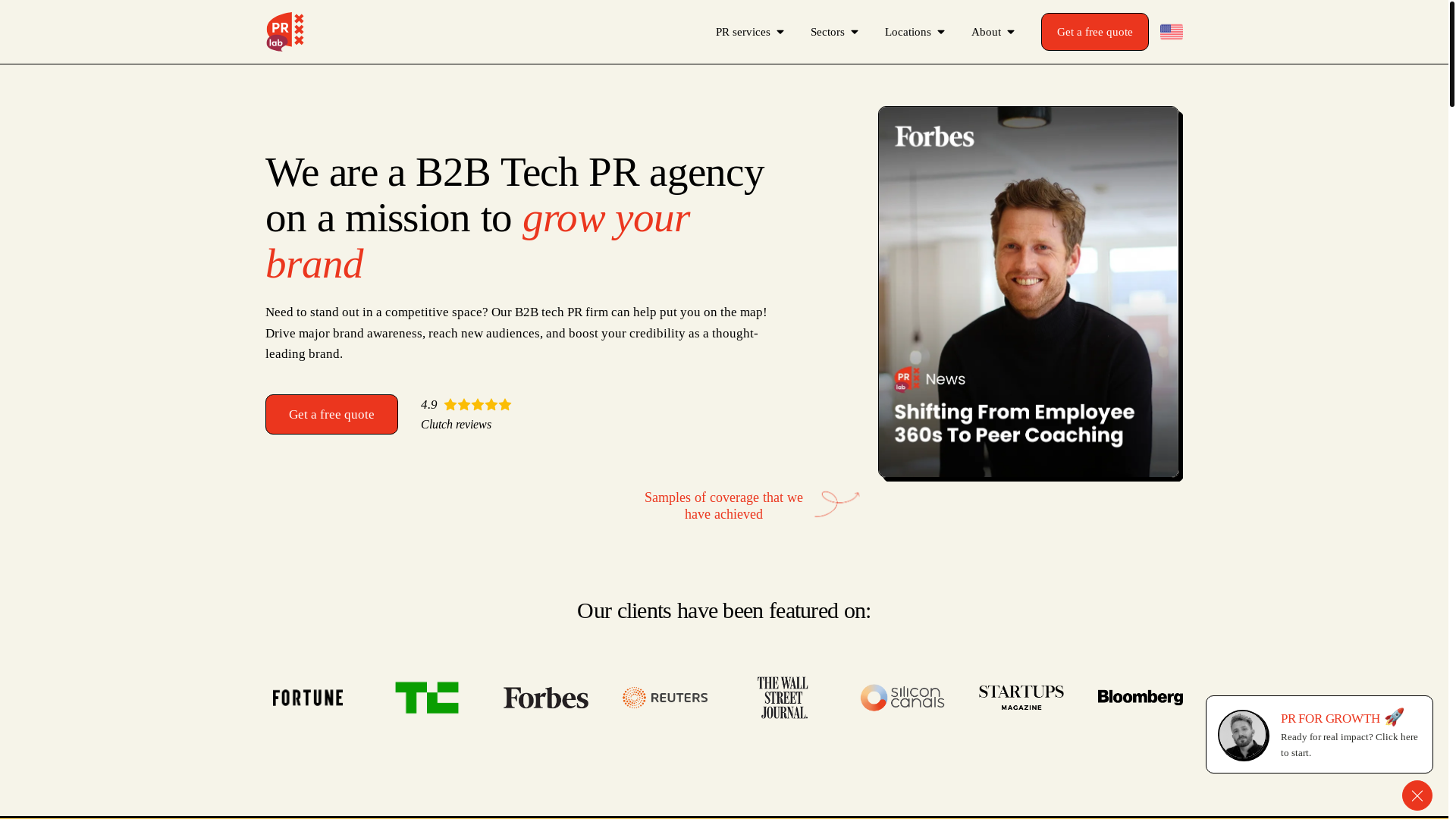 website screenshot of https://prlabteam.co/