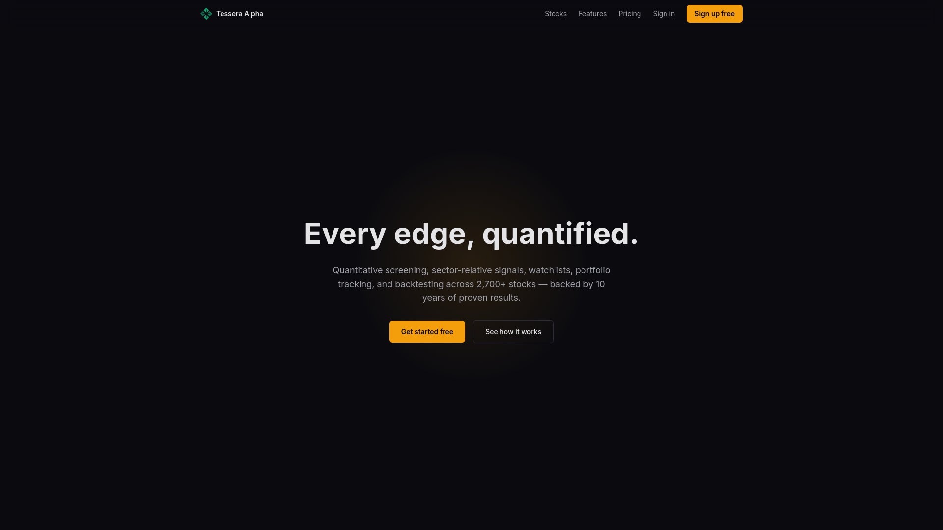 website screenshot of https://tesseraalpha.com