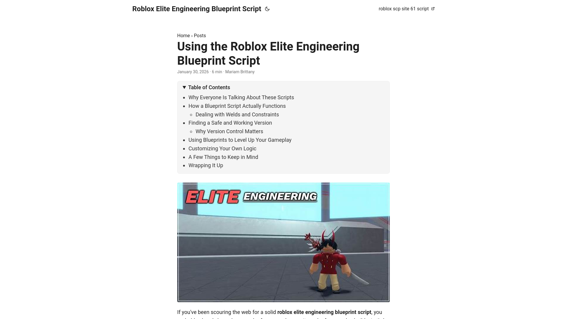 website screenshot of https://roblox-elite-engineering-blueprint-script.pages.dev/