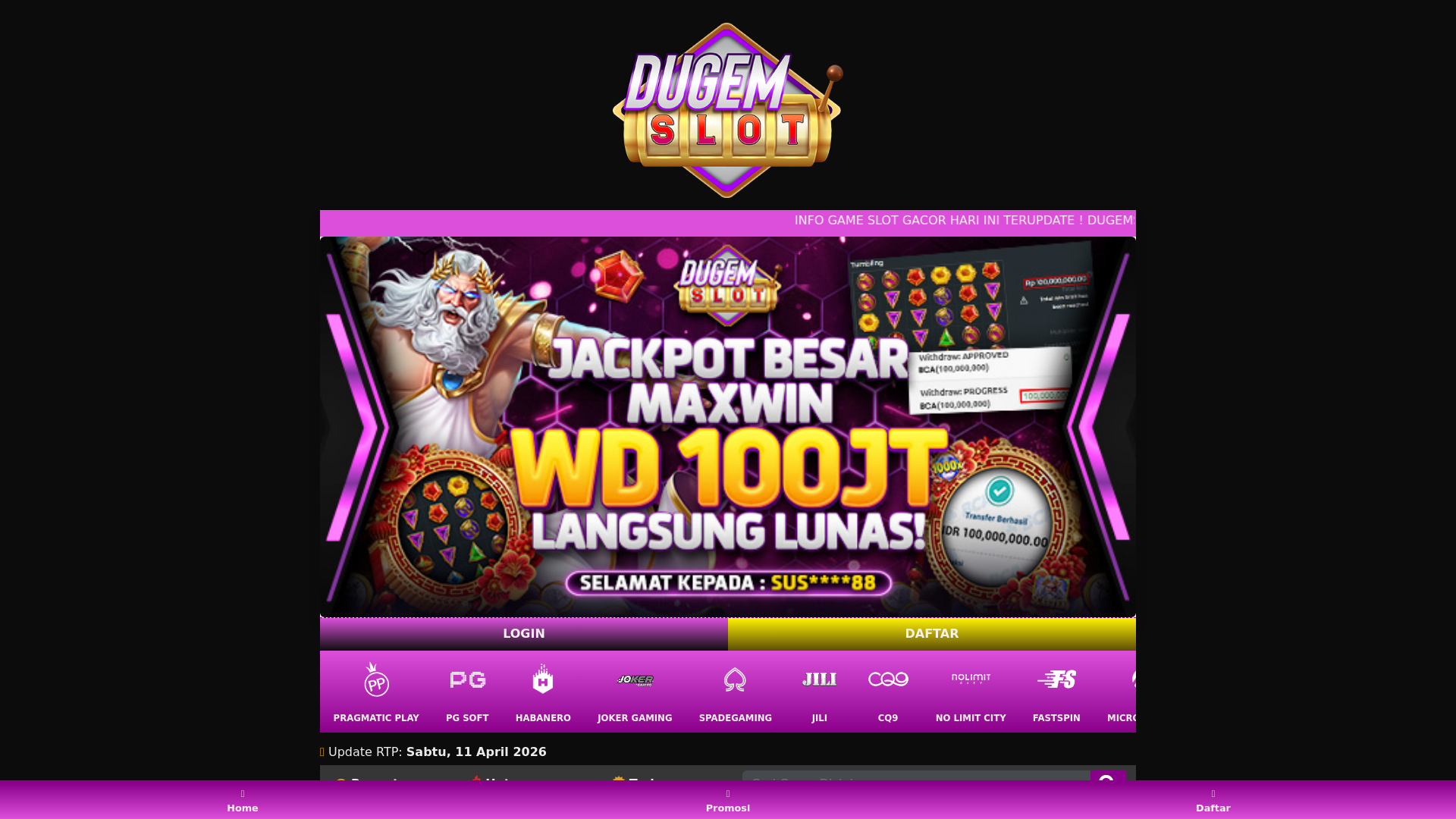 website screenshot of https://rtpdugemslot.pages.dev/