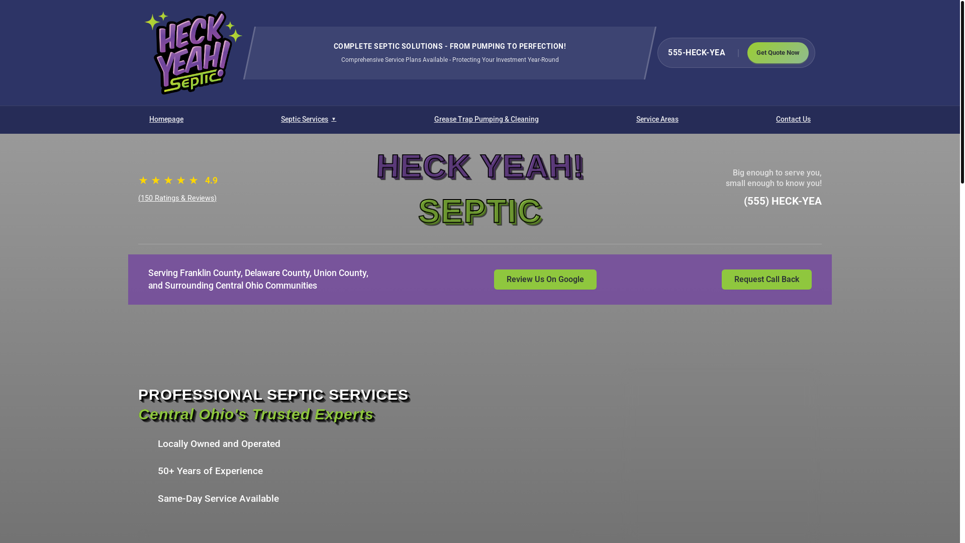 website screenshot of https://heckyeahseptic.com/