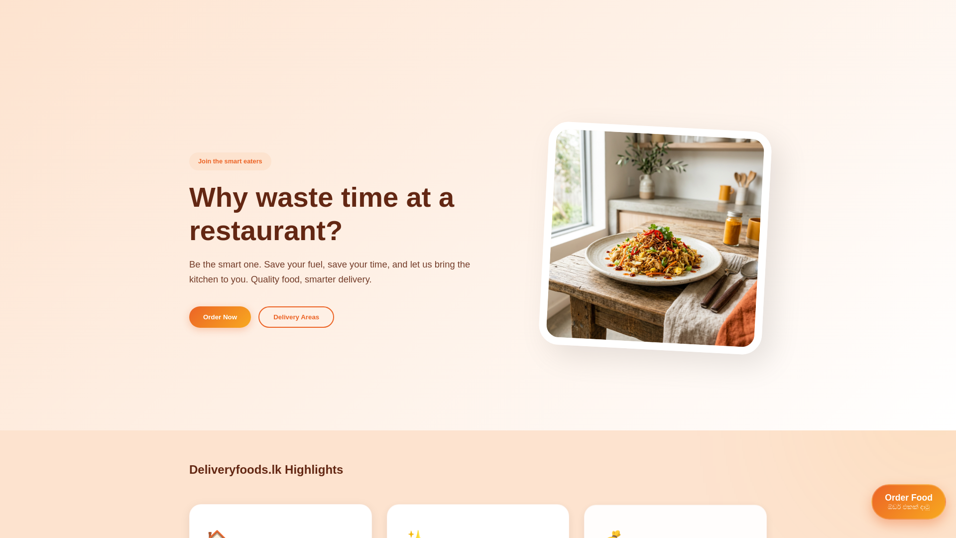 website screenshot of https://deliveryfood.lk/