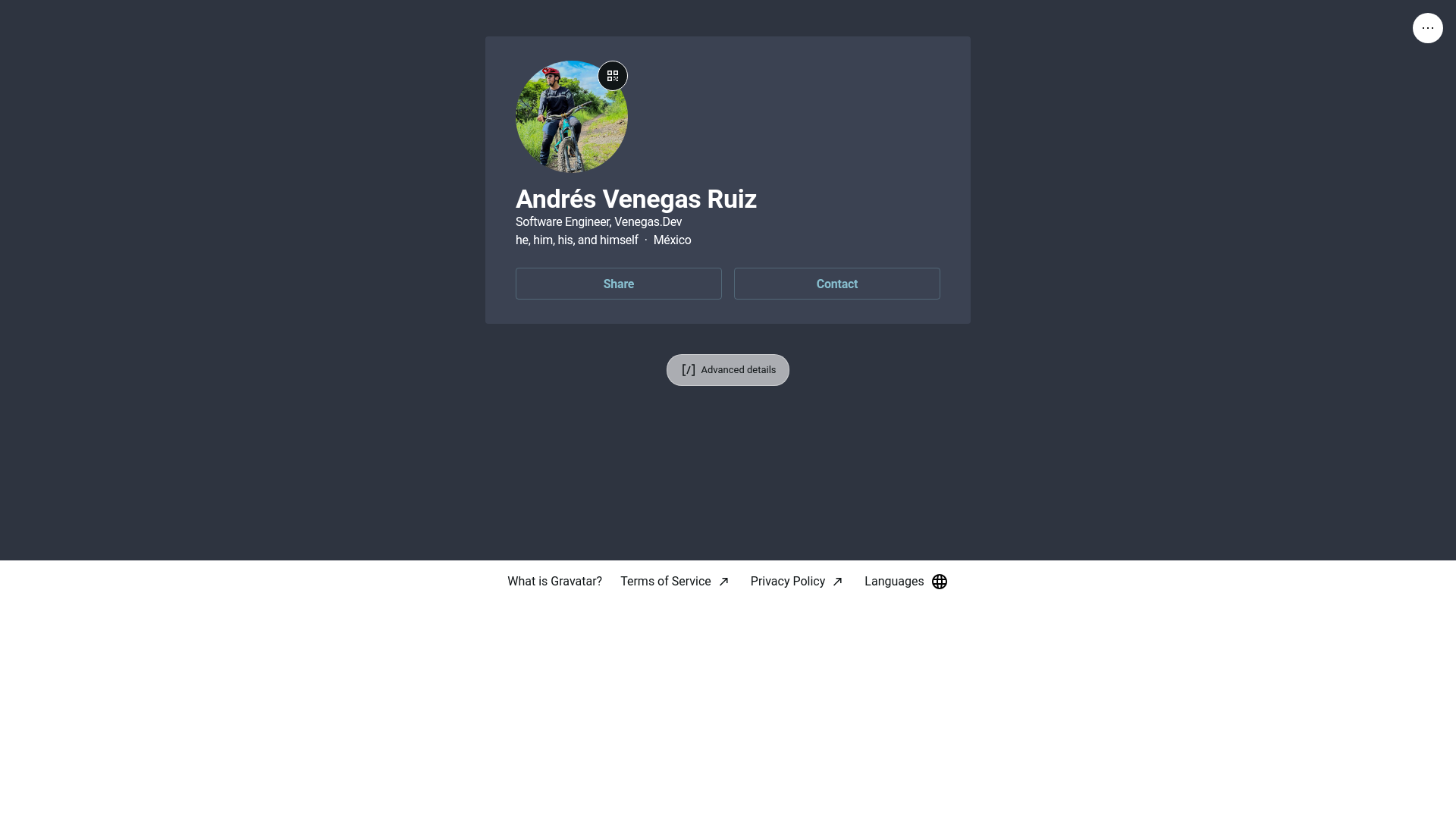 website screenshot of https://venegas.bio/