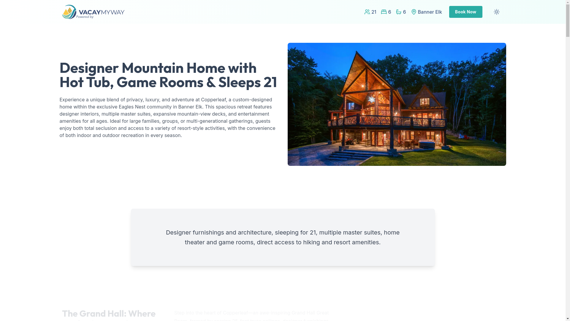 website screenshot of https://tranquilnest.vacations/