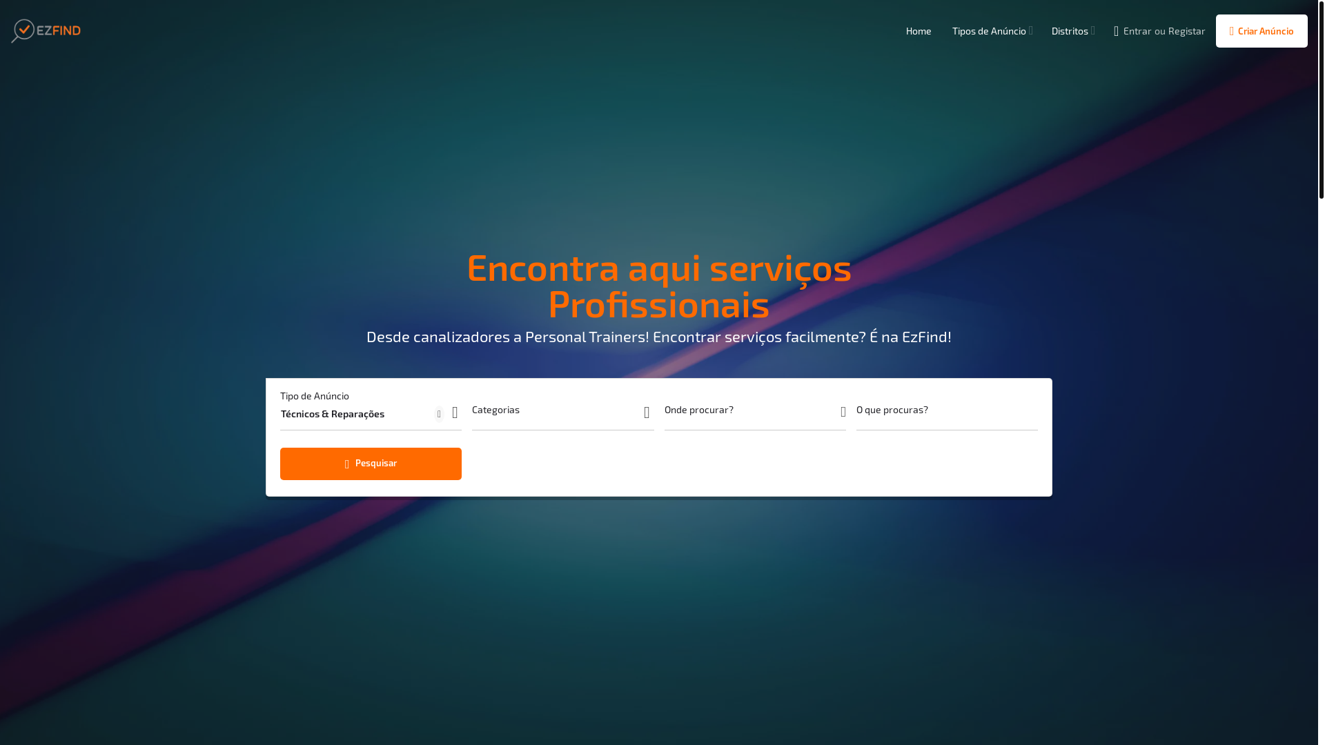 website screenshot of https://ezfind.pt/